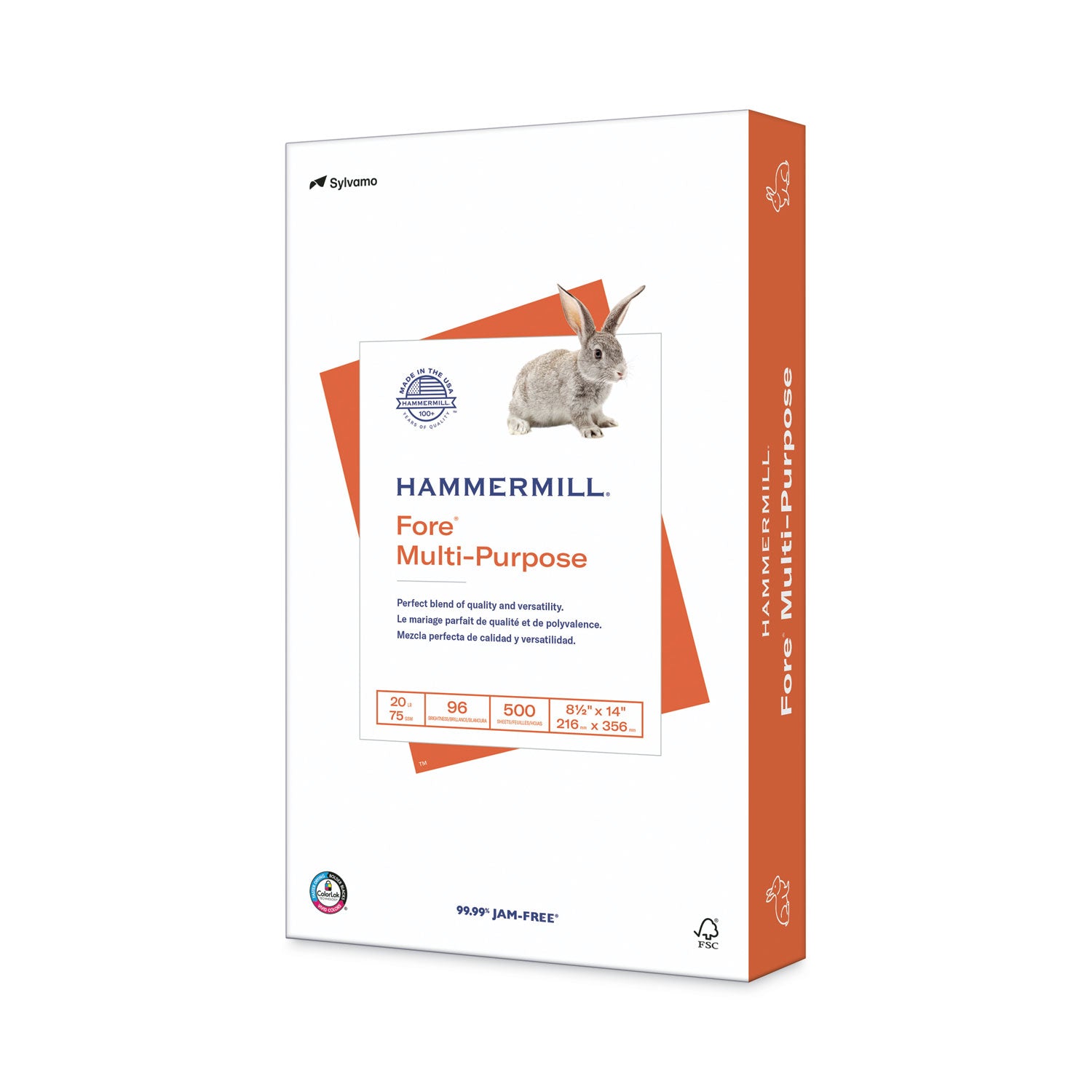 Hammermill Fore Multipurpose Copy Paper - White - 96 Brightness - Legal - 8 1/2" x 14" - 20 lb Basis Weight - Acid-free - White - 500 / Ream