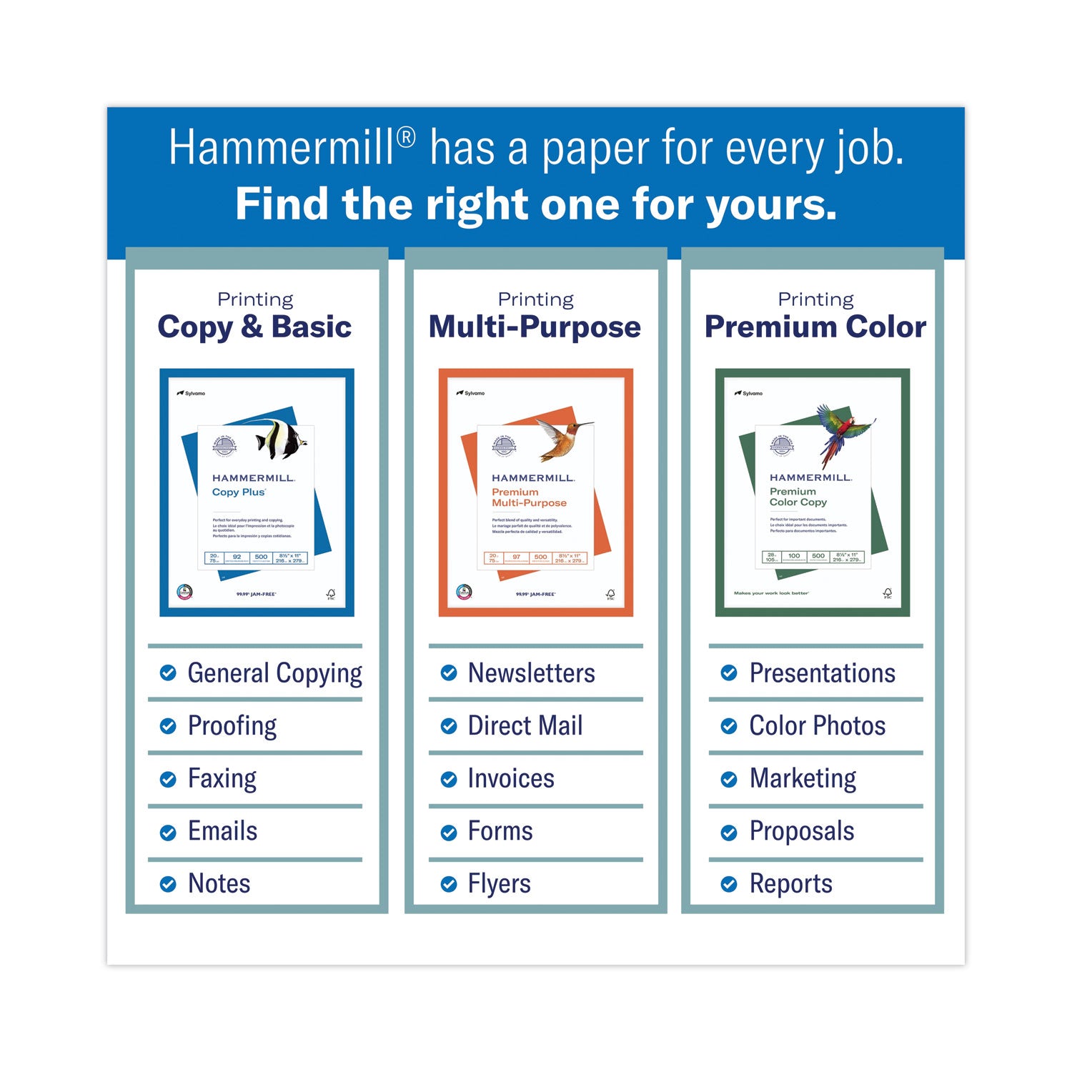 Hammermill Copy Plus Paper - White - 92 Brightness - Ledger - 11" x 17" - 20 lb Basis Weight - Acid-free, Quick Drying - White - 500 / Pack
