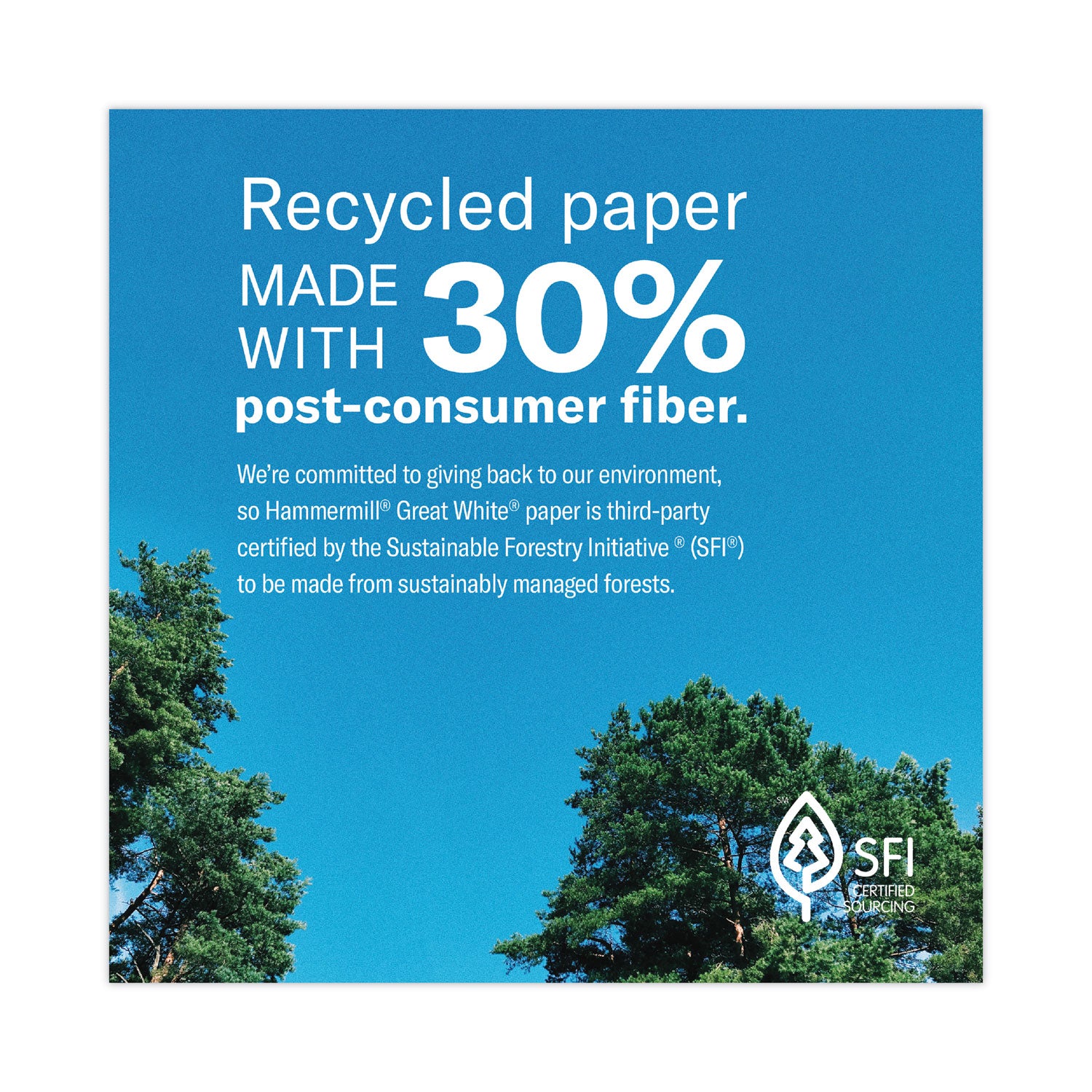 Hammermill Great White Recycled Copy Paper - White - 92 Brightness - 11" x 17" - 20 lb Basis Weight - Acid-free, Moisture Resistant, Archival-safe, Jam-free - White - 500 / Ream