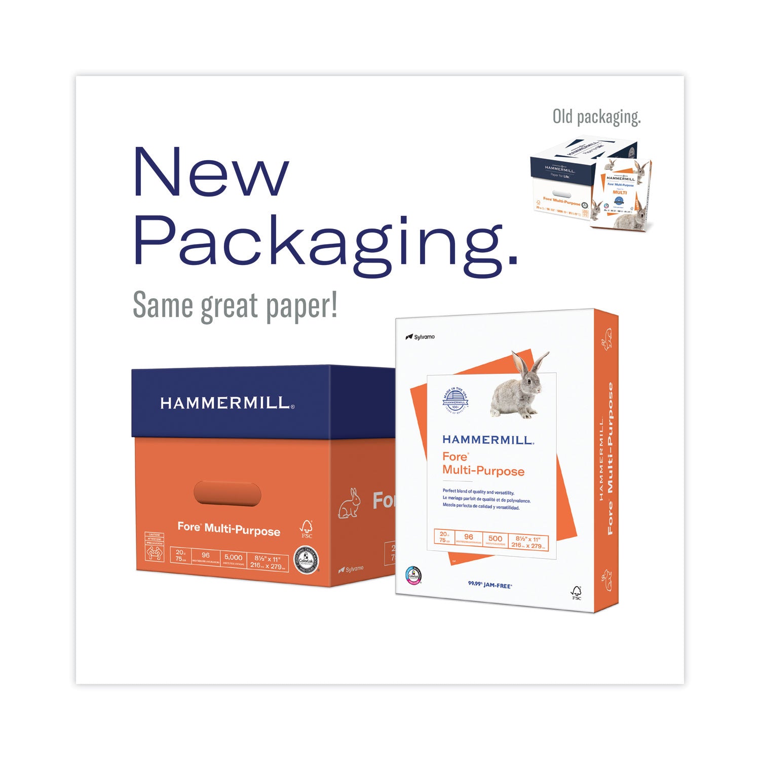Hammermill Fore Multipurpose Copy Paper - White - 96 Brightness - Letter - 8 1/2" x 11" - 20 lb Basis Weight - Acid-free - White - 500 Sheets per Ream - 10 / Carton