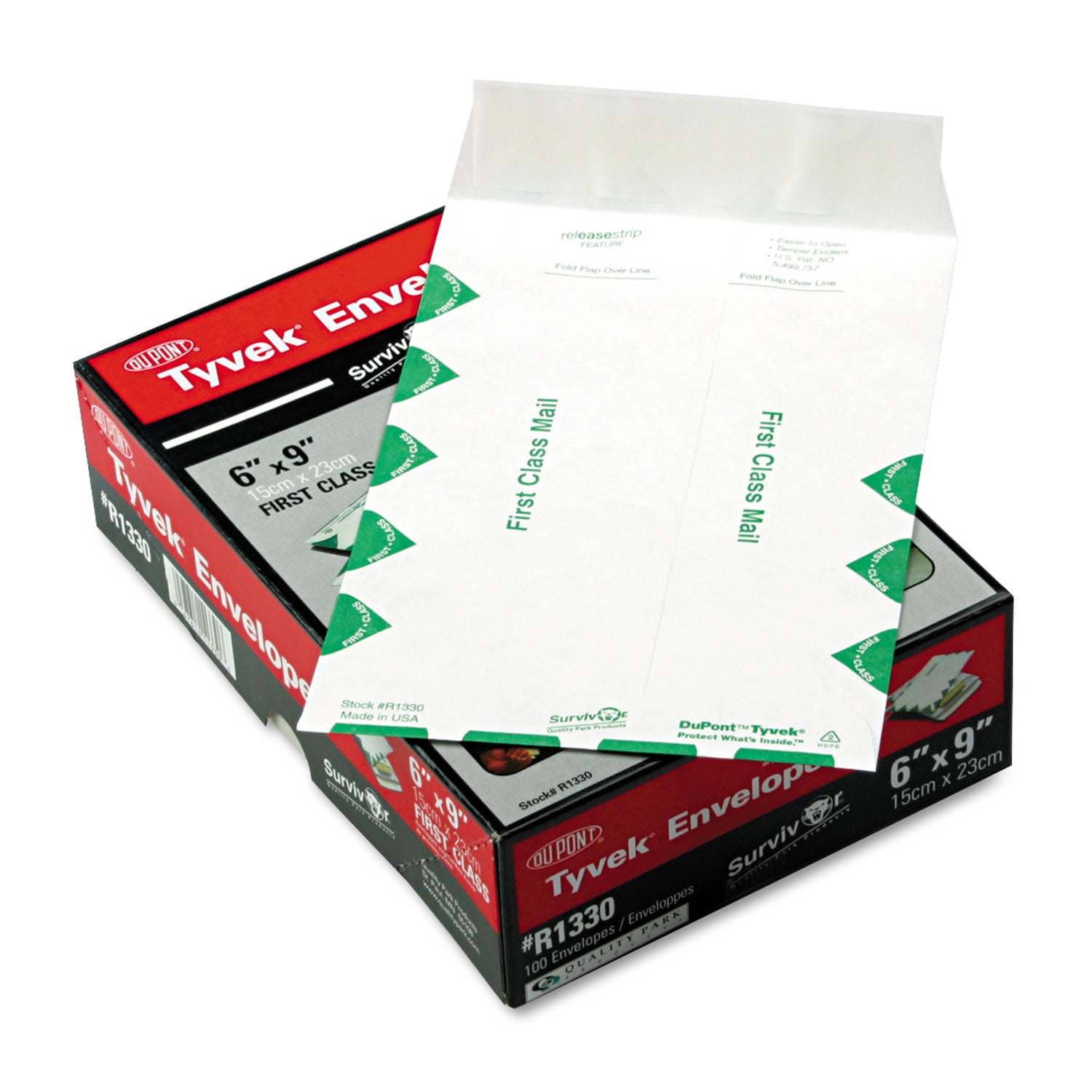 First Class Mail - #1 - 6" Width x 9" Length - 14 lb - Peel & Seal - White - Tyvek - 100 / Box