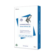 Hammermill Great White Recycled Copy Paper - White - 92 Brightness - Legal - 8 1/2" x 14" - 20 lb Basis Weight - Acid-free, Moisture Resistant, Archival-safe, Jam-free - White - 500 / Ream