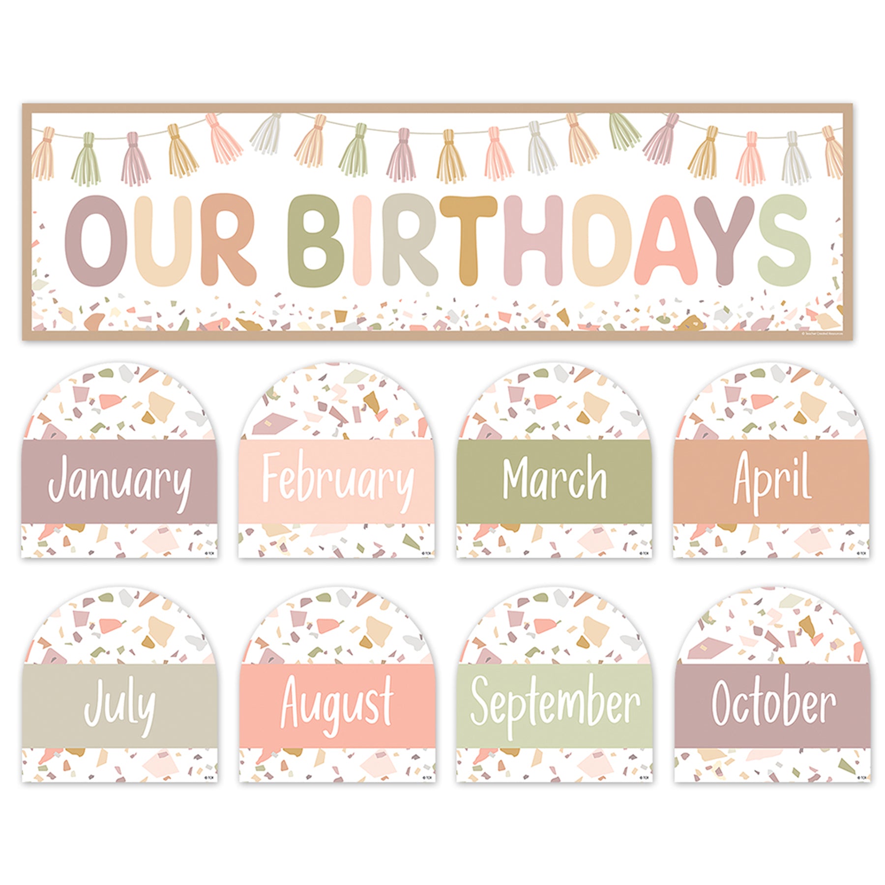 Terrazzo Tones Our Birthdays Mini Bulletin Board Set, 56 Pieces
