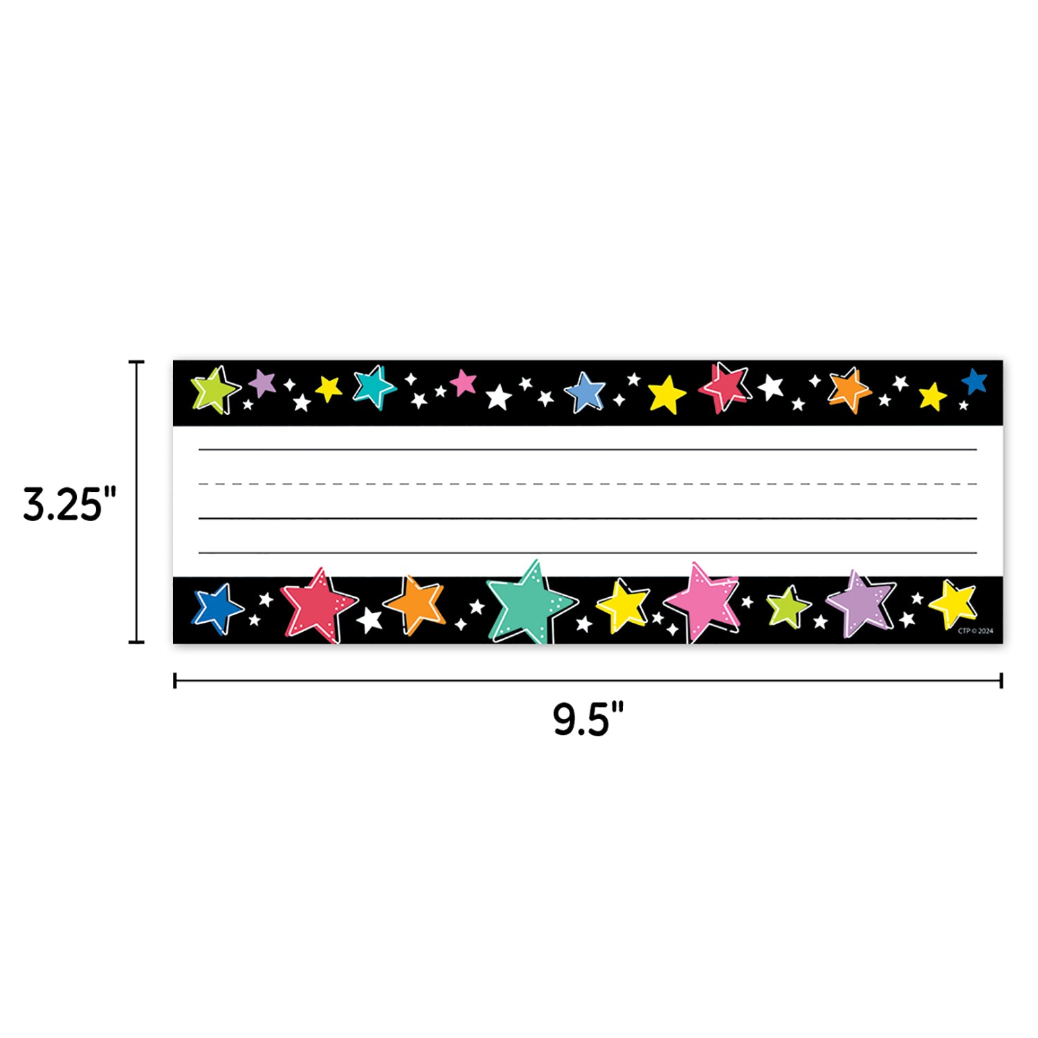Star Bright Colorful Stars on Black Name Plates, Pack of 36