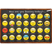 Welcome Mat with Slip Resistant Backing, 15.5" x 23.5", Emotion Icon Feelings