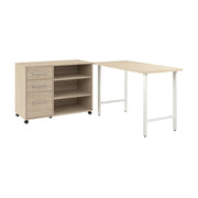 Bush Business Furniture Hustle 48W x 24D Computer Desk and Storage Cabinet with Drawers and Shelves in Natural Elm - 47.59" Width x 23.34" Depth x 30.07" Height