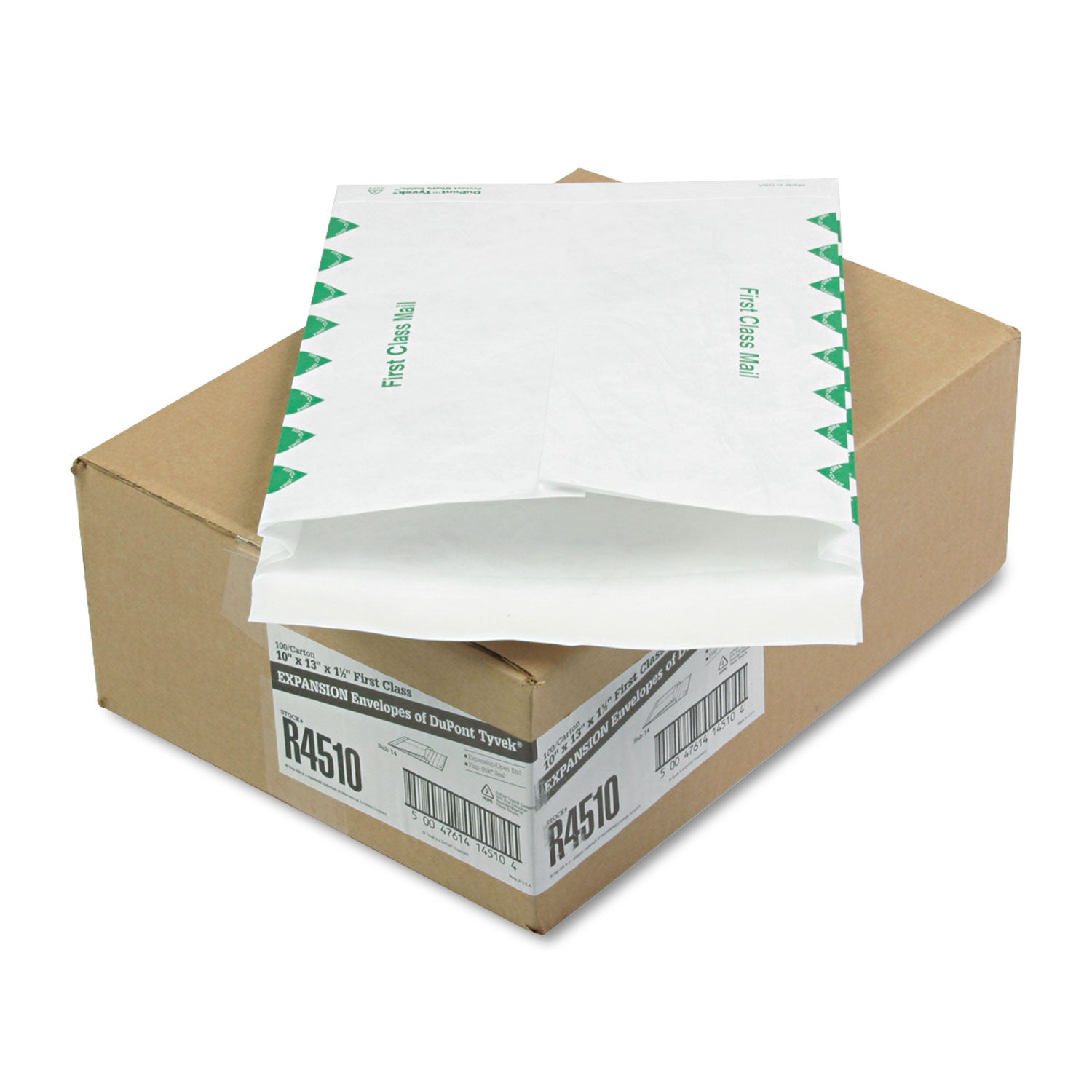 First Class Mail - 10" Width x 13" Length - 1 1/2" Gusset - 14 lb - Peel & Seal - White - Tyvek - 100 / Carton