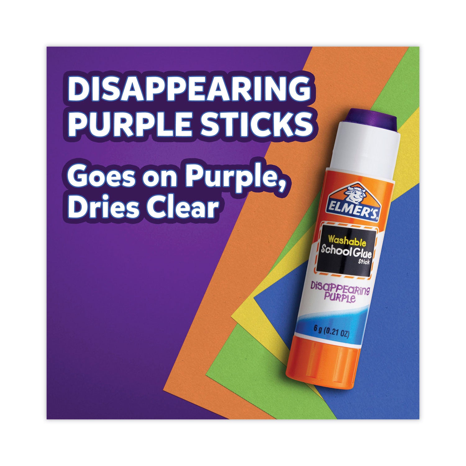 Disappearing Purple School Glue Stick, 0.21 oz, Dries Clear, 12/Pack