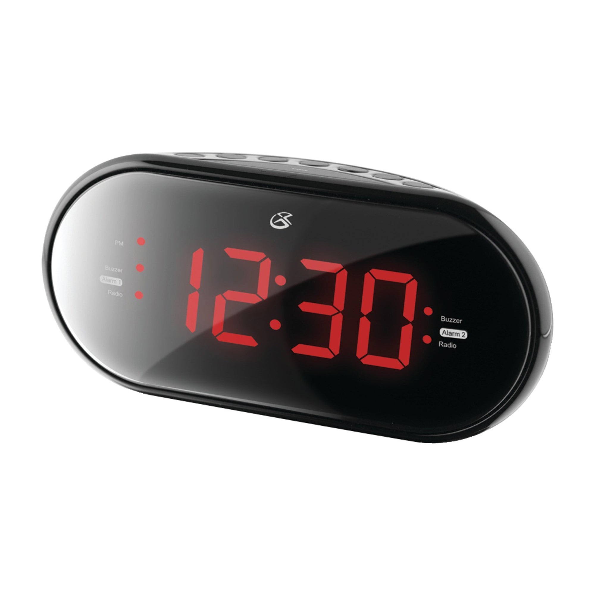 GPX Dual Alarm AM/FM Clock Radio with 1.2-inch RED LED Display, and AUX-in