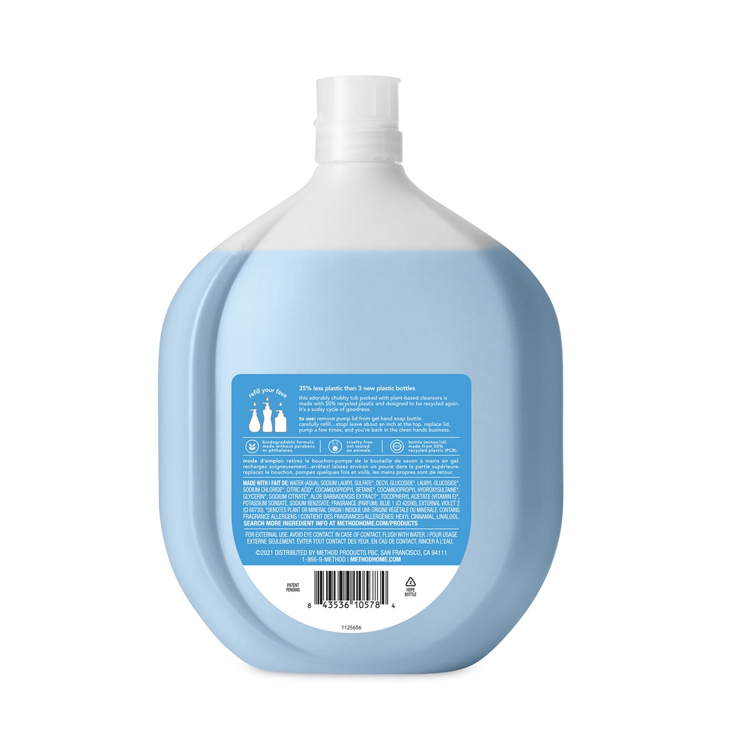 Gel Hand Wash Refill Tub, Sea Minerals Scent, 34 Oz