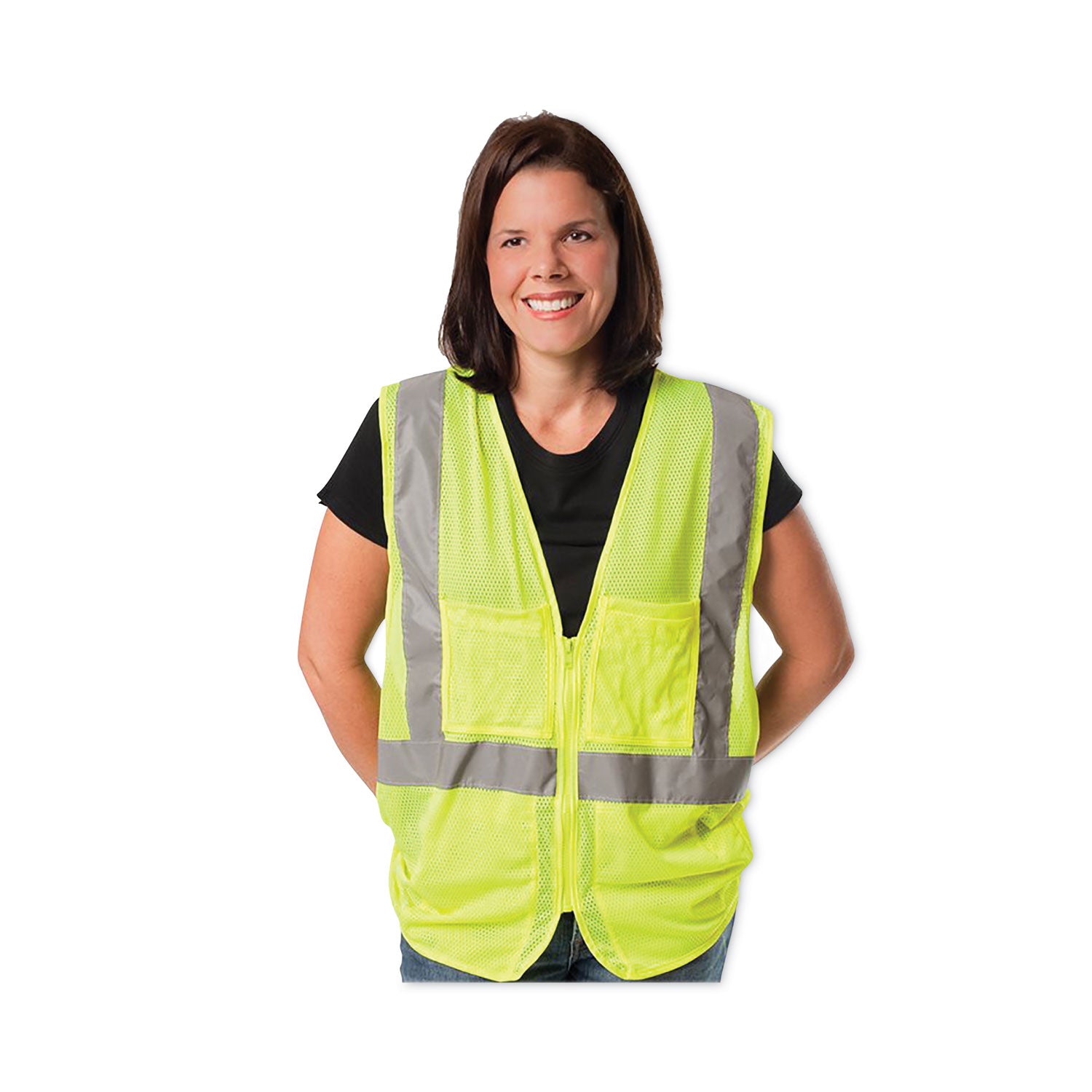 ANSI Class 2 Hook and Loop Safety Vest, 2X-Large, Hi-Viz Lime Yellow