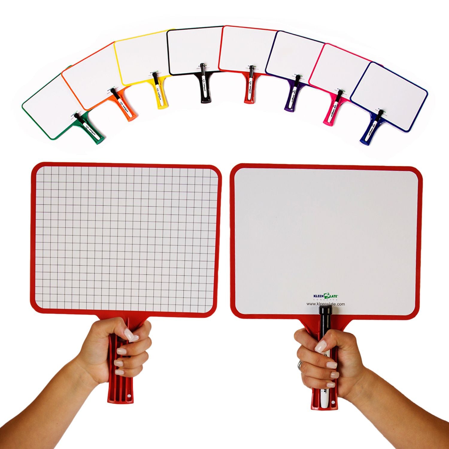 Rectangular Dry Erase Whiteboards with Markers, Blank/Graph Double-Sided, Assorted, Pack of 32