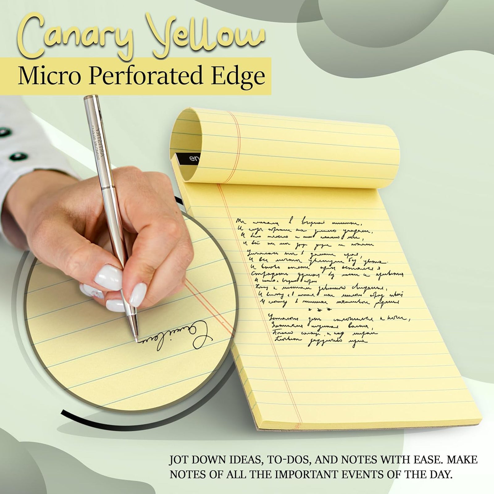 Legal Pad, 8-1/2" x 11", 50 Sheets, Canary, Pack of 12