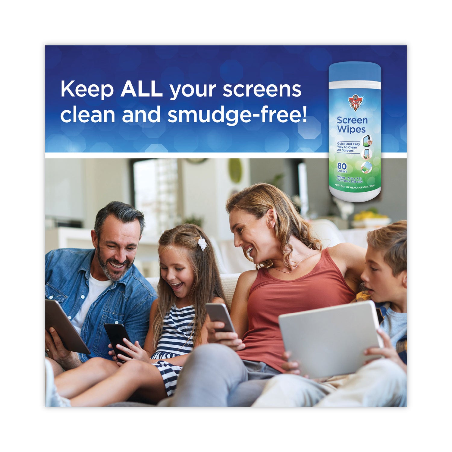 For Monitor - Streak-free, Pre-moistened, Non-abrasive, Alcohol-free, Anti-static - White - 80/Tub - 1 Each