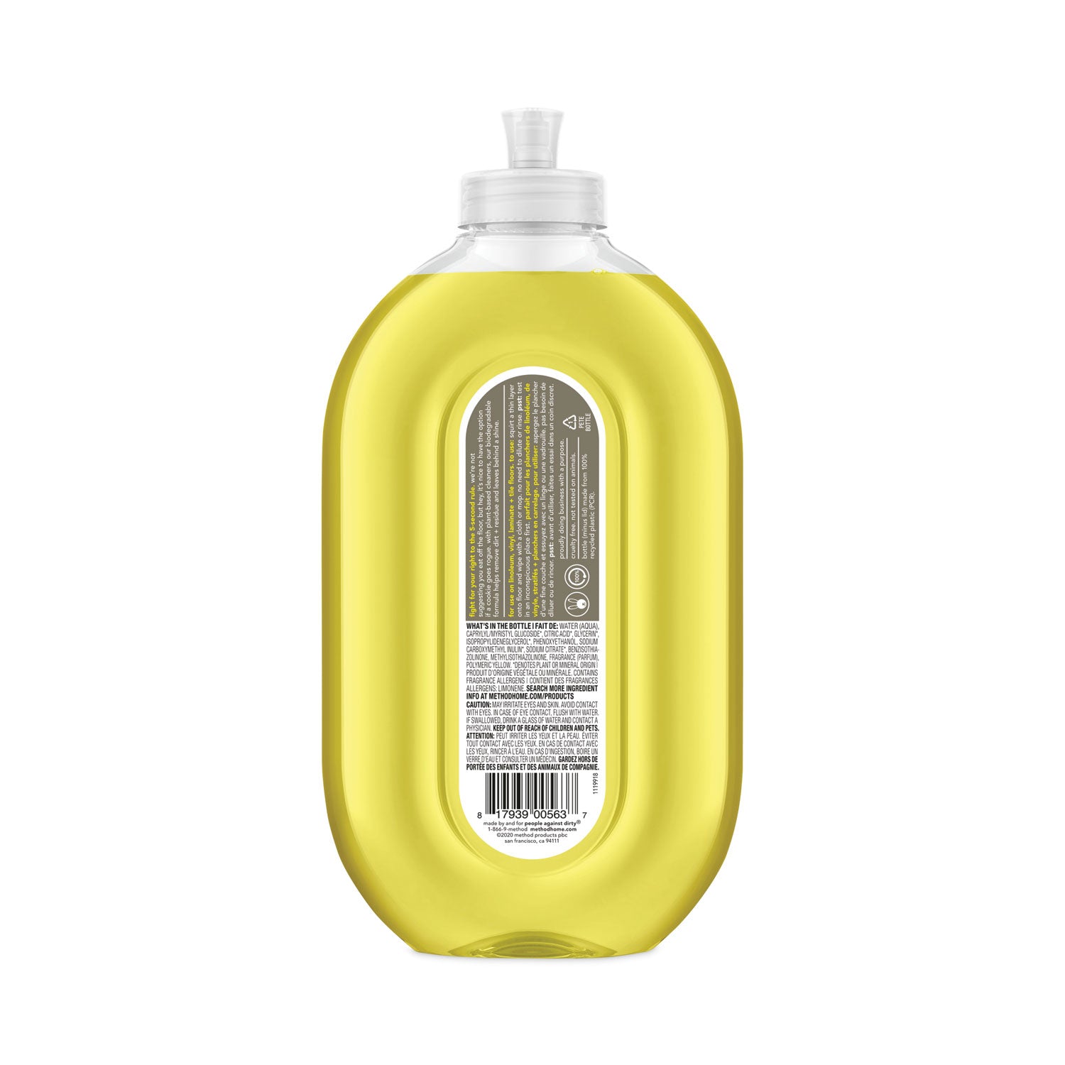 Method Squirt + Mop Hard Floor Cleaner - Ready-To-Use - 25 fl oz (0.8 quart) - Lemon Ginger Scent - Non-toxic, Deodorize, Triclosan-free - Lemon - 1 Each