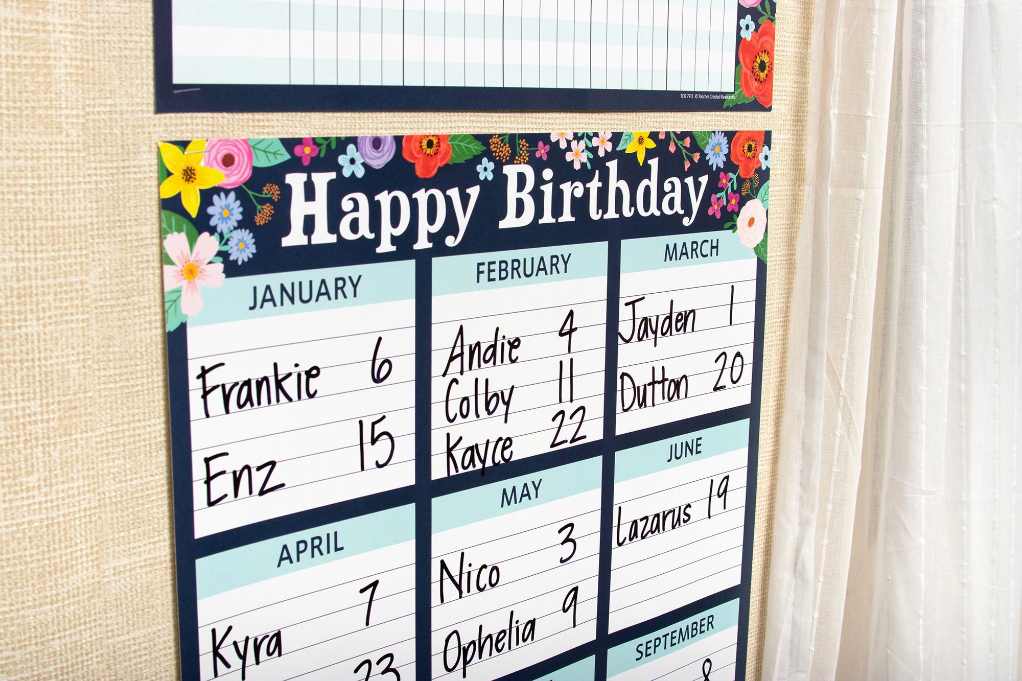 Wildflowers Happy Birthday Chart