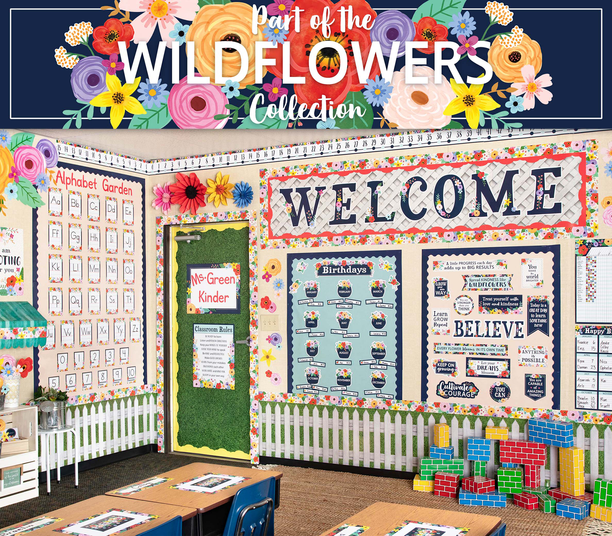 Wildflowers Happy Birthday Chart