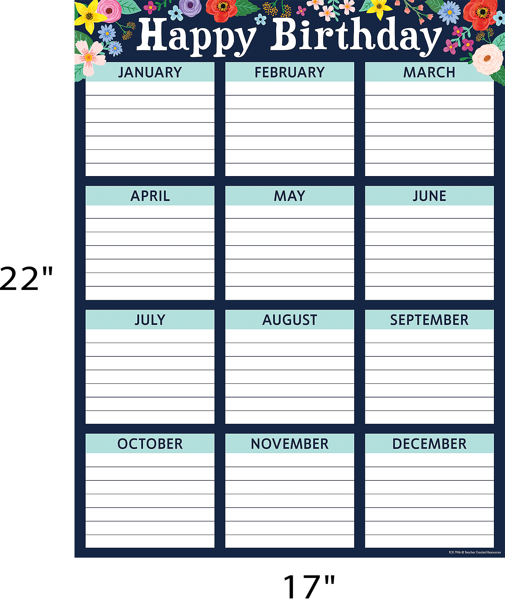 Wildflowers Happy Birthday Chart