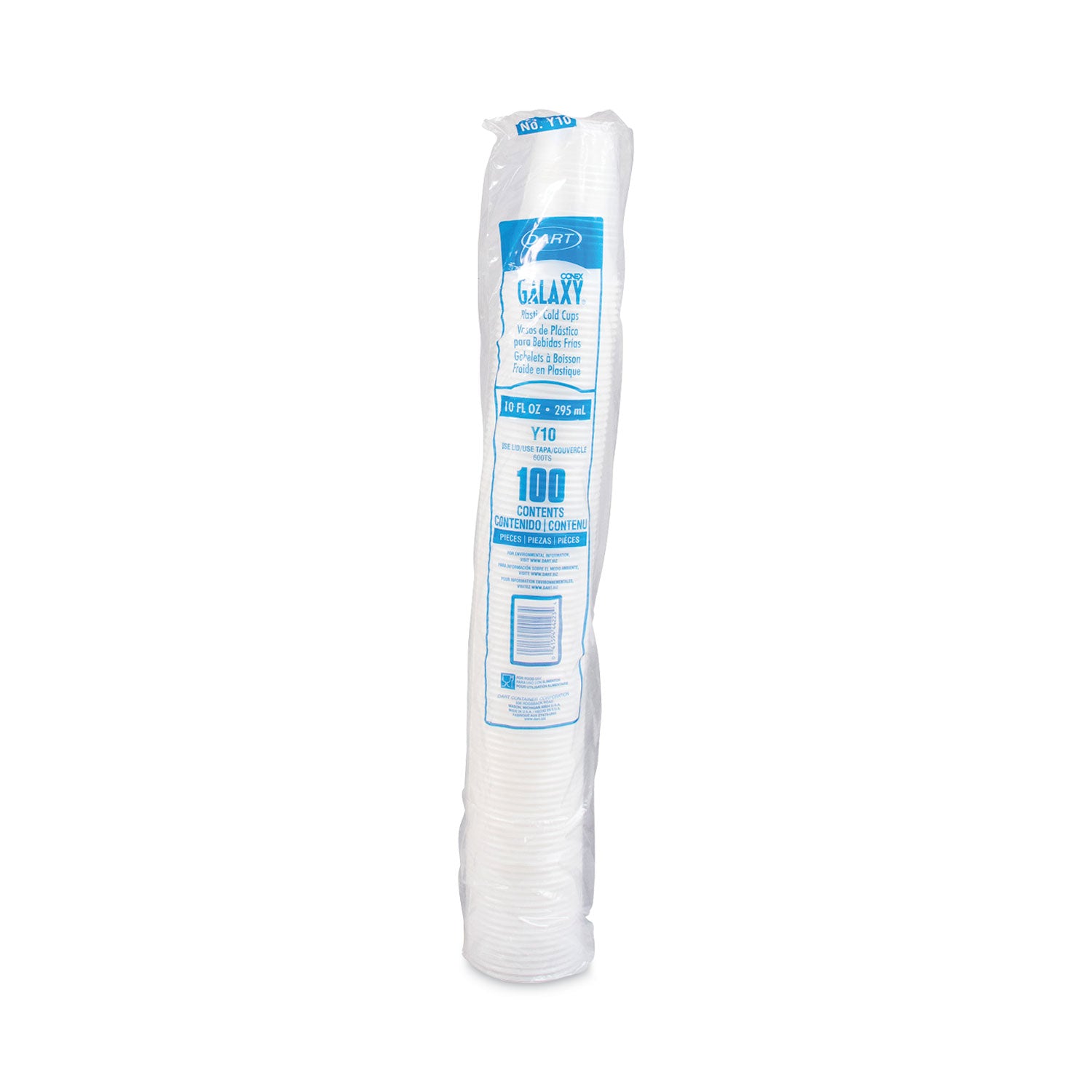 High-Impact Polystyrene Cold Cups, 10 oz, Plastic, Translucent, 100/Sleeve, 25 Sleeves/Carton