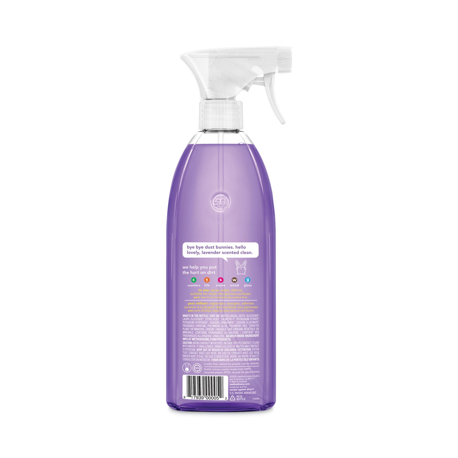 Method All-Purpose Cleaner - For Multipurpose - 28 fl oz (0.9 quart) - Fresh, French Lavender Scent - Recommended For: Dirt Remover - Non-toxic - Lavender - 1 Each