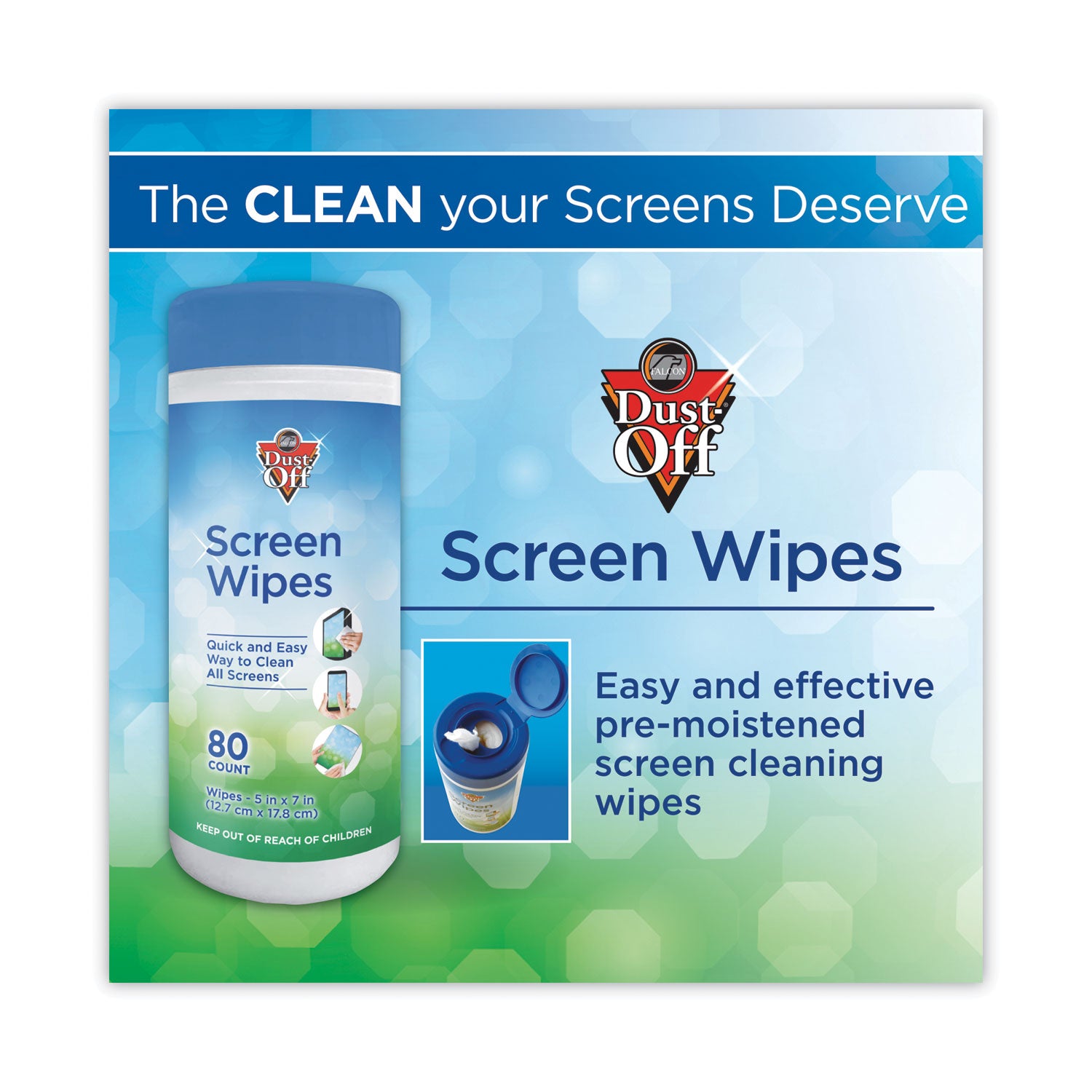 For Monitor - Streak-free, Pre-moistened, Non-abrasive, Alcohol-free, Anti-static - White - 80/Tub - 1 Each
