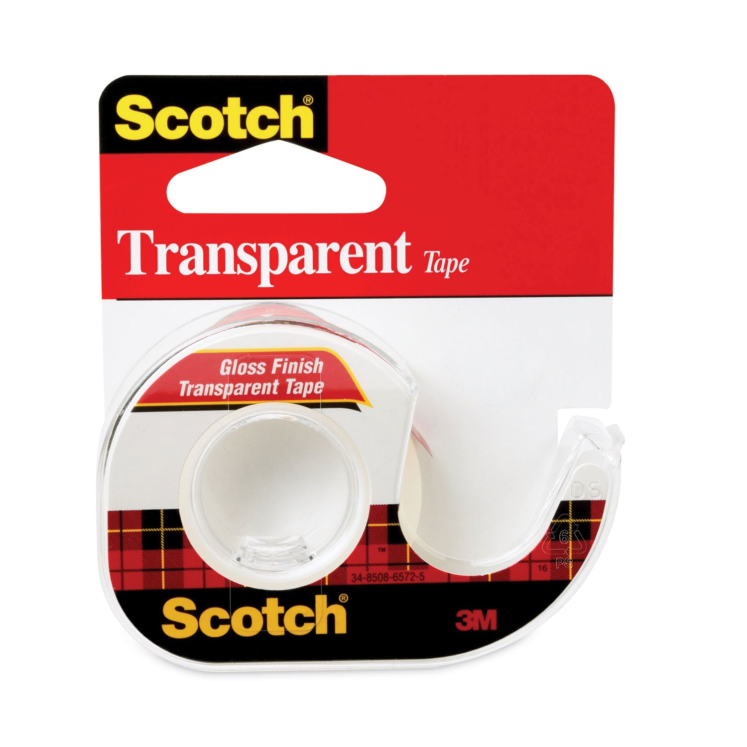 12.50 yd Length x 0.50" Width - 1" Core - Clear - Acrylate - Dispenser Included - Handheld Dispenser - Long Lasting, Stain Resistant, Moisture Resistant - For Packing, Multipurpose, Mending, Label Protection, Wrapping - 1 Roll