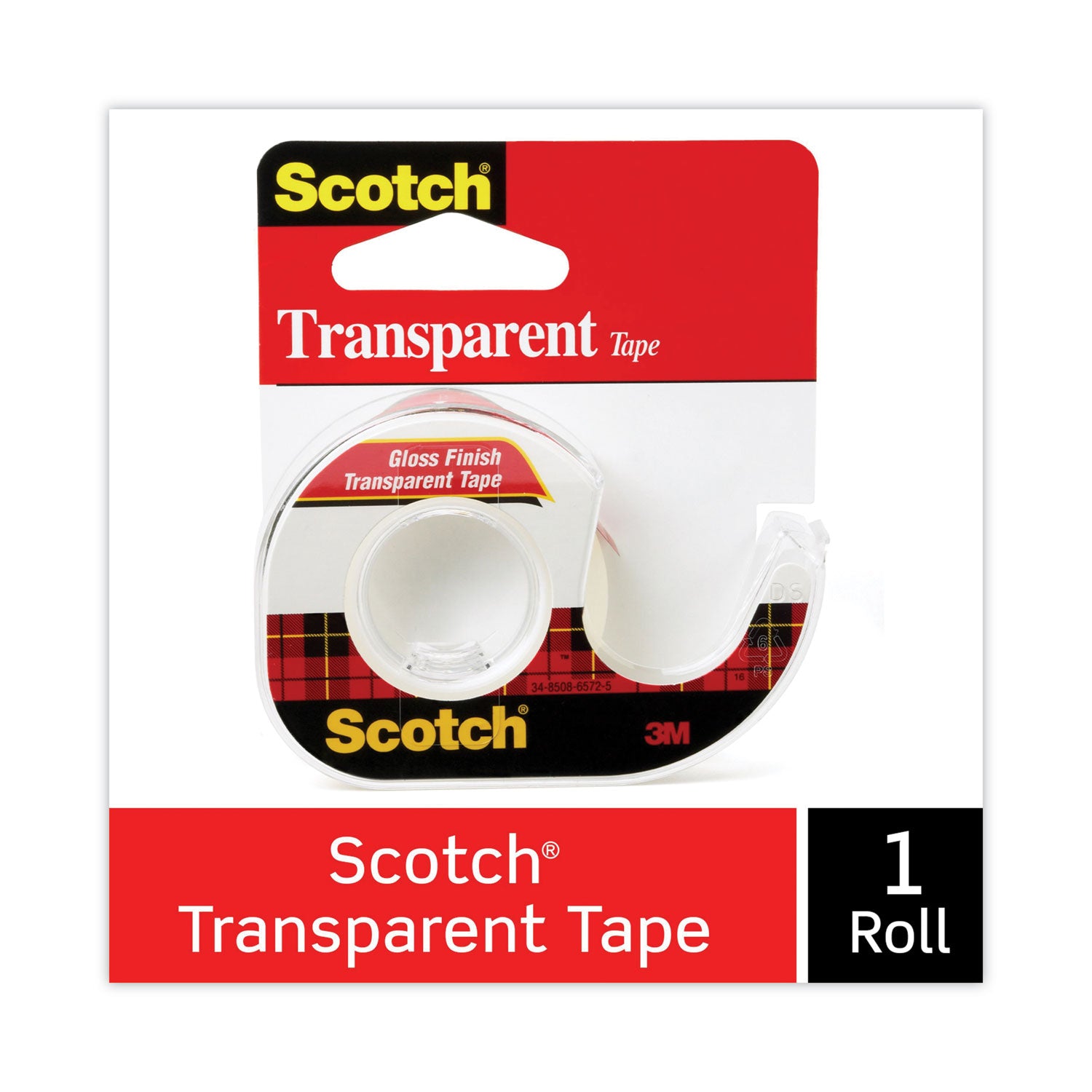 12.50 yd Length x 0.50" Width - 1" Core - Clear - Acrylate - Dispenser Included - Handheld Dispenser - Long Lasting, Stain Resistant, Moisture Resistant - For Packing, Multipurpose, Mending, Label Protection, Wrapping - 1 Roll