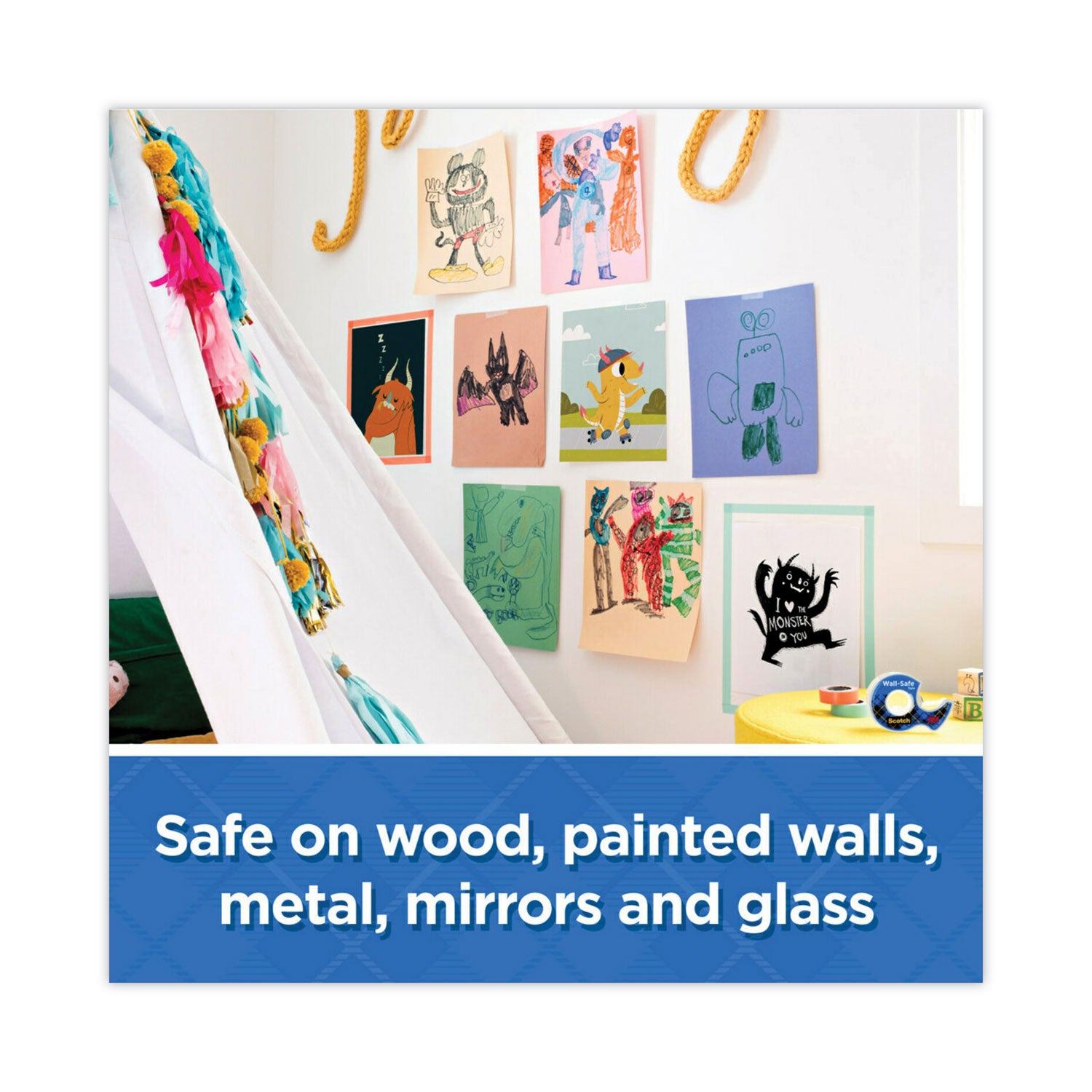 Scotch Wall-Safe Tape - 18.06 yd Length x 0.75" Width - Translucent - Dispenser Included - 1 Pack