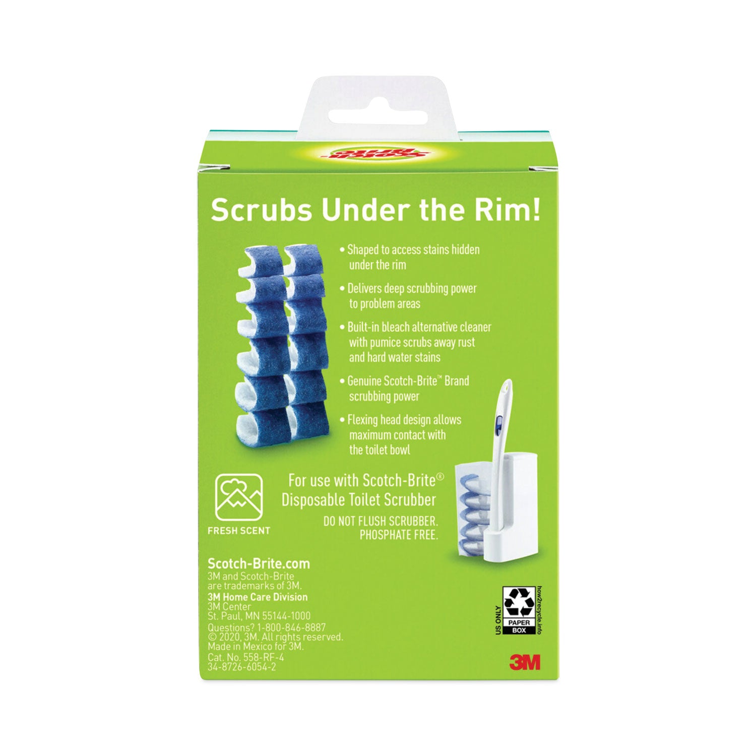 Disposable Toilet Scrubber Refill, Blue/white, 10/pack