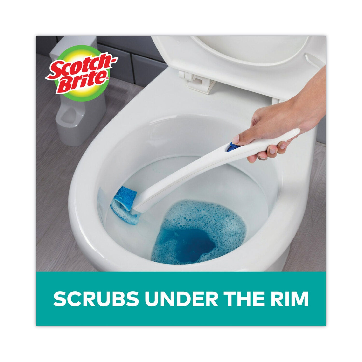 Toilet Scrubber Starter Kit, 1 Handle And 5 Scrubbers, White/Blue