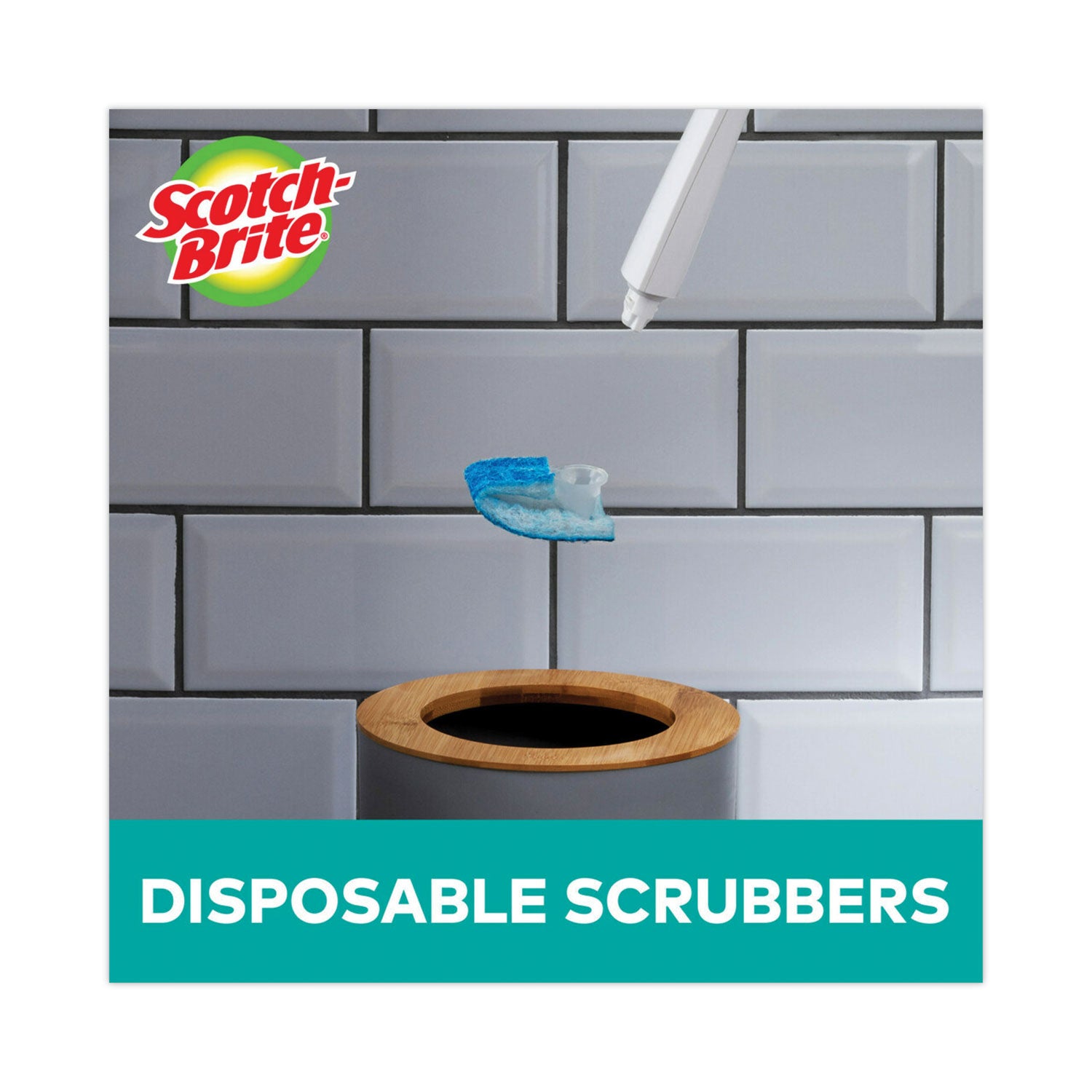 Toilet Scrubber Starter Kit, 1 Handle And 5 Scrubbers, White/Blue