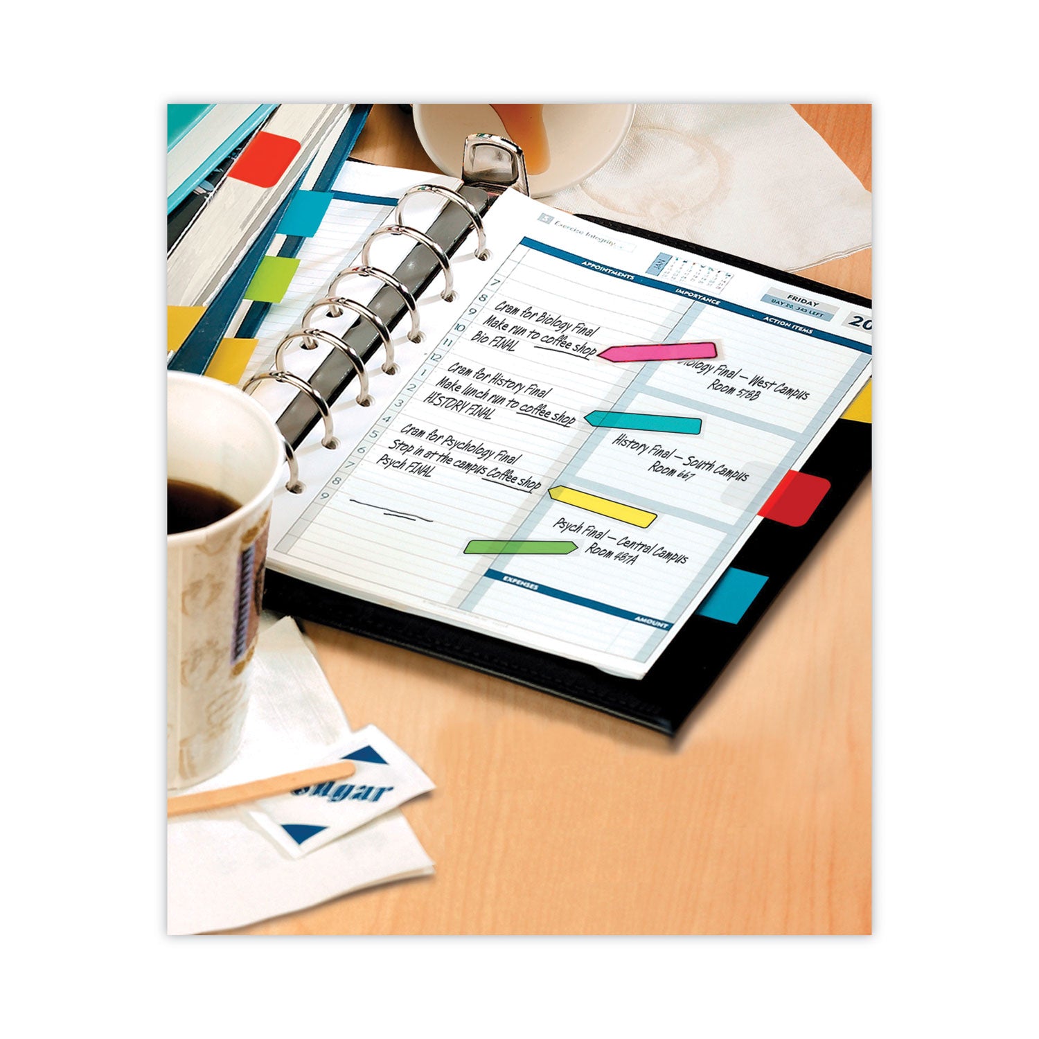 484 - 1" Flag/Note Width x 1 1/2" Flag/Note Length, 1/2" Flag/Note Width x 1 1/2" Flag/Note Length - Rectangle, Arrow - Unruled - Blue, Yellow, Yellow, Green, Pink, Assorted - Self-adhesive, Removable - Dispenser Included - 1 Pack