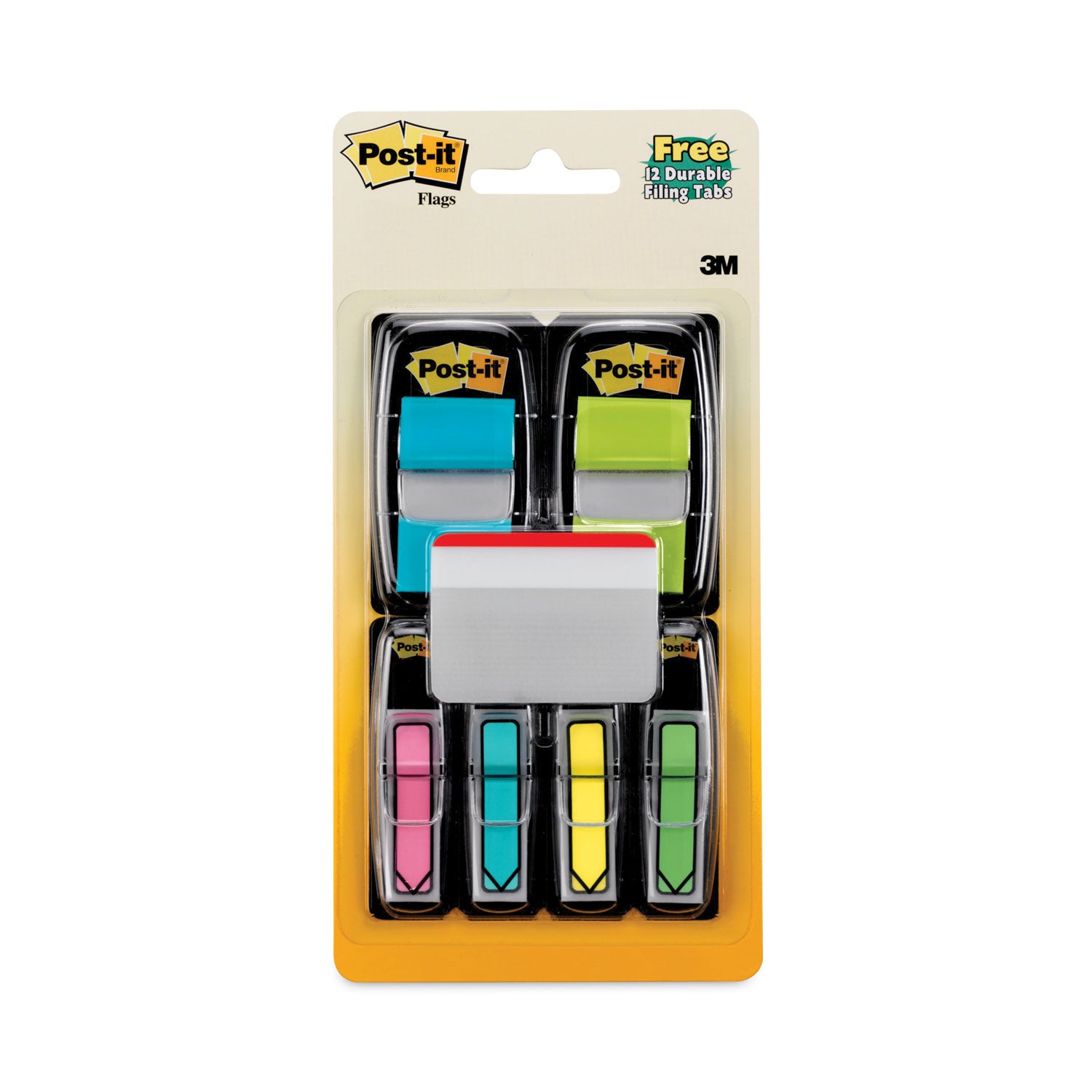 484 - 1" Flag/Note Width x 1 1/2" Flag/Note Length, 1/2" Flag/Note Width x 1 1/2" Flag/Note Length - Rectangle, Arrow - Unruled - Blue, Yellow, Yellow, Green, Pink, Assorted - Self-adhesive, Removable - Dispenser Included - 1 Pack