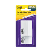 Post-it&reg; Durable Tabs - 1.50" Tab Height x 2" Tab Width - Removable - White Tab(s) - Printable, Durable, Long Lasting, Easy to Use - 1 Pack