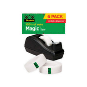 Scotch Magic Tape, 0.75" x 27.78 yd, Matte Finish, Clear, 1" Core, Split & Tear Resistant, Desktop Dispenser Included, 1 Pack