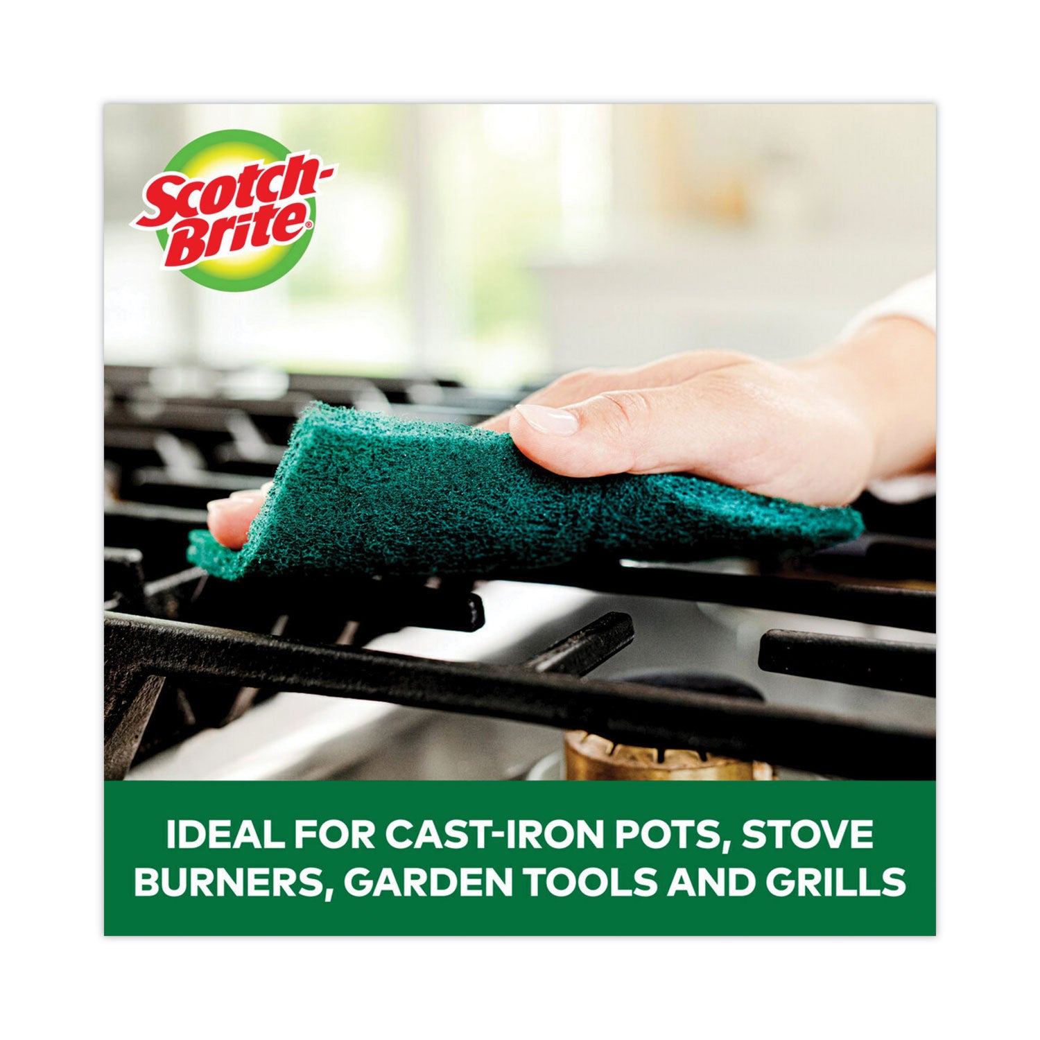 Heavy-Duty Scouring Pad, 3.8 X 6, Green, 5/carton