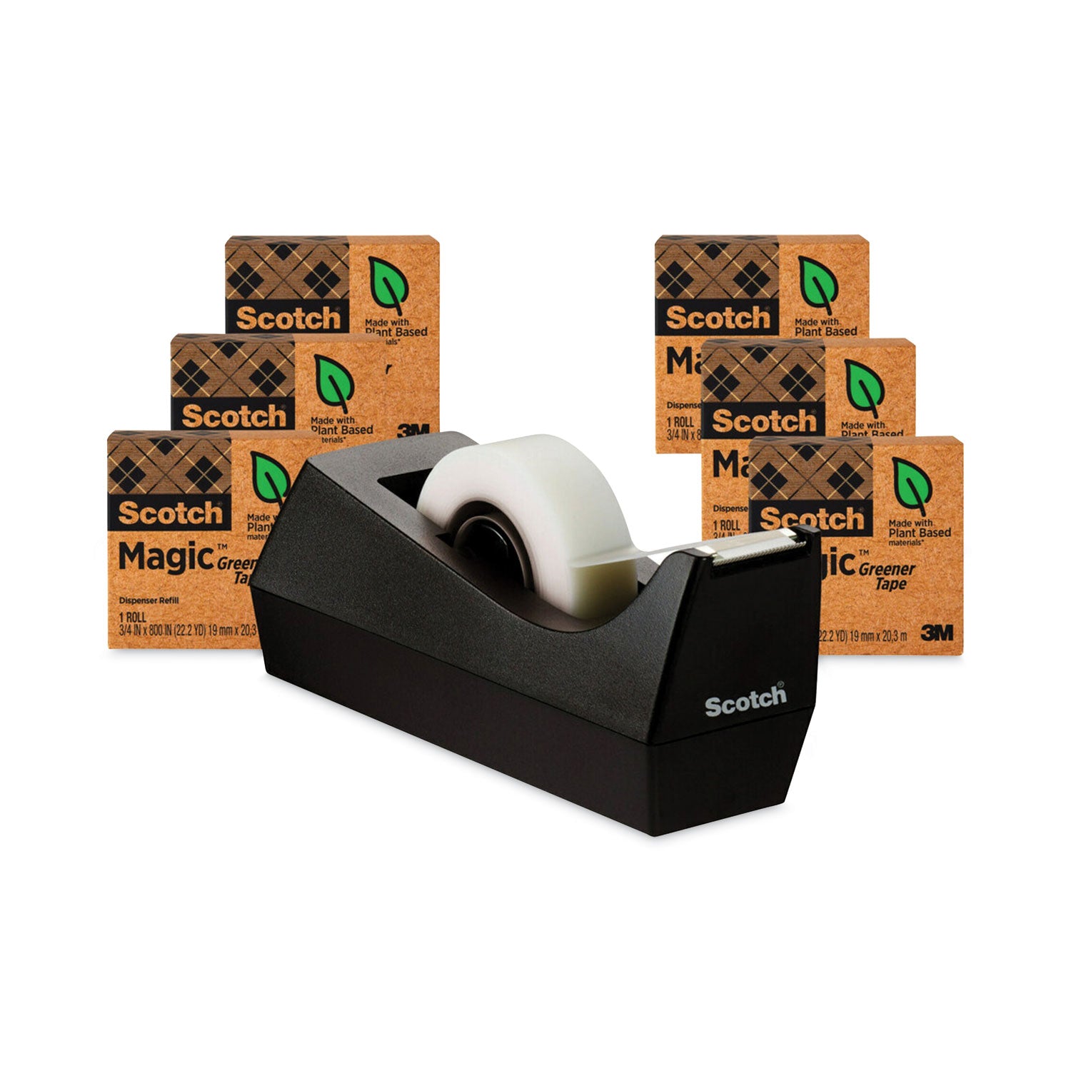 25 yd Length x 0.75" Width - 1" Core - Matte - Clear - Dispenser Included - Desktop Dispenser - For Multipurpose - 6 / Pack