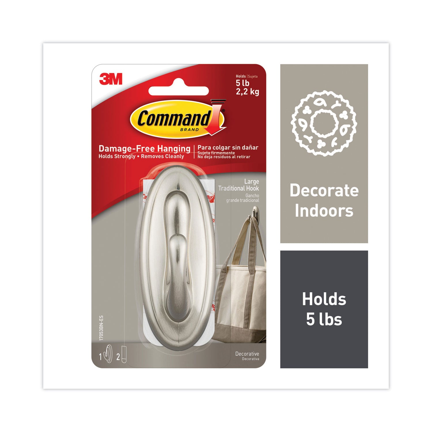 5 lb (2.27 kg) Capacity - for Decoration - Plastic - Metallic Silver - Brushed Nickel - 1 Pack