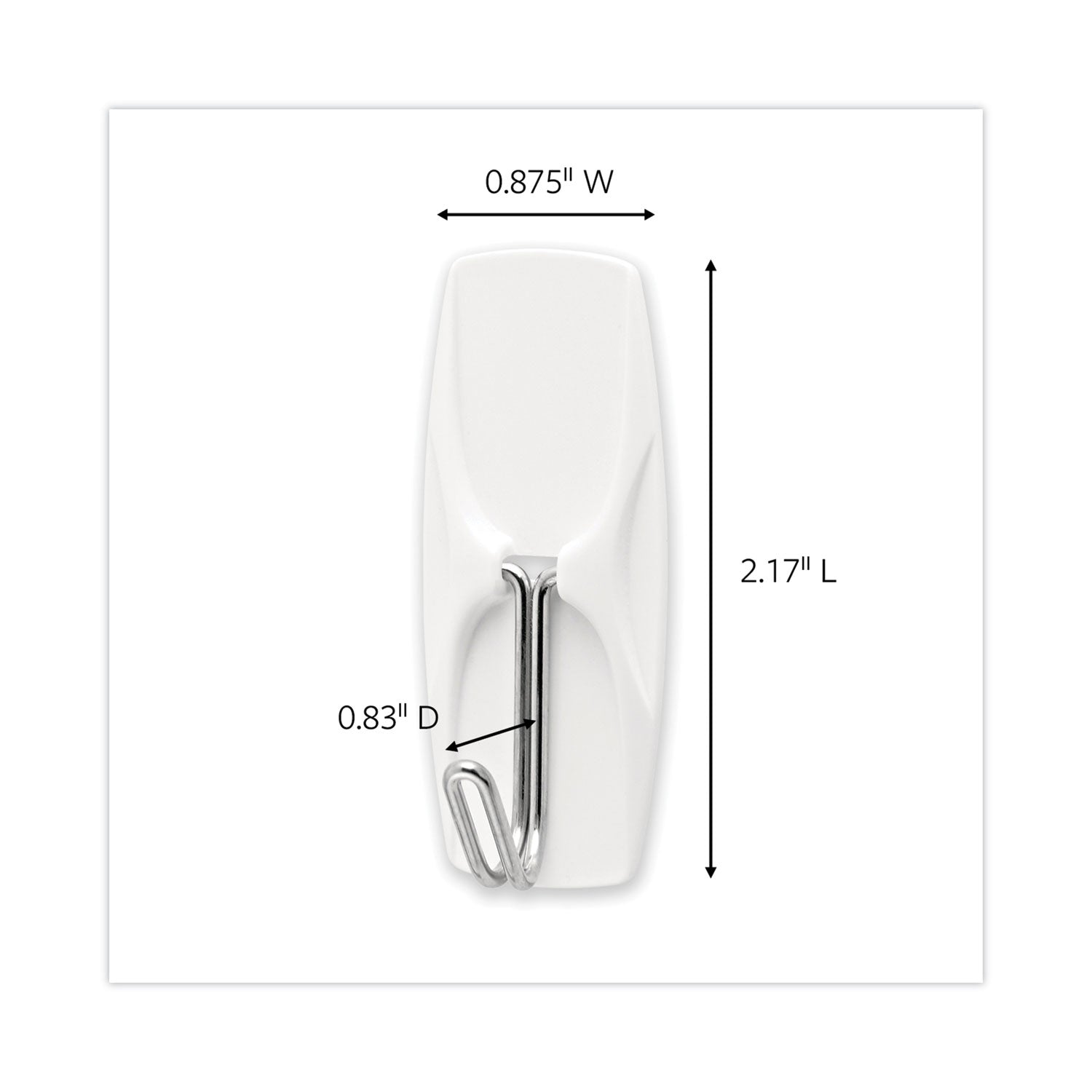35 Medium Hook - 2 lb (907.2 g) Capacity - 2.2" Height x 0.9" Width - for Decoration, Clothes, Painted Surface, Tile, Wood, Glass, Metal, Calendar, Belt, Kitchen, Brush, ... - Plastic, Metal - White - 35 / Pack
