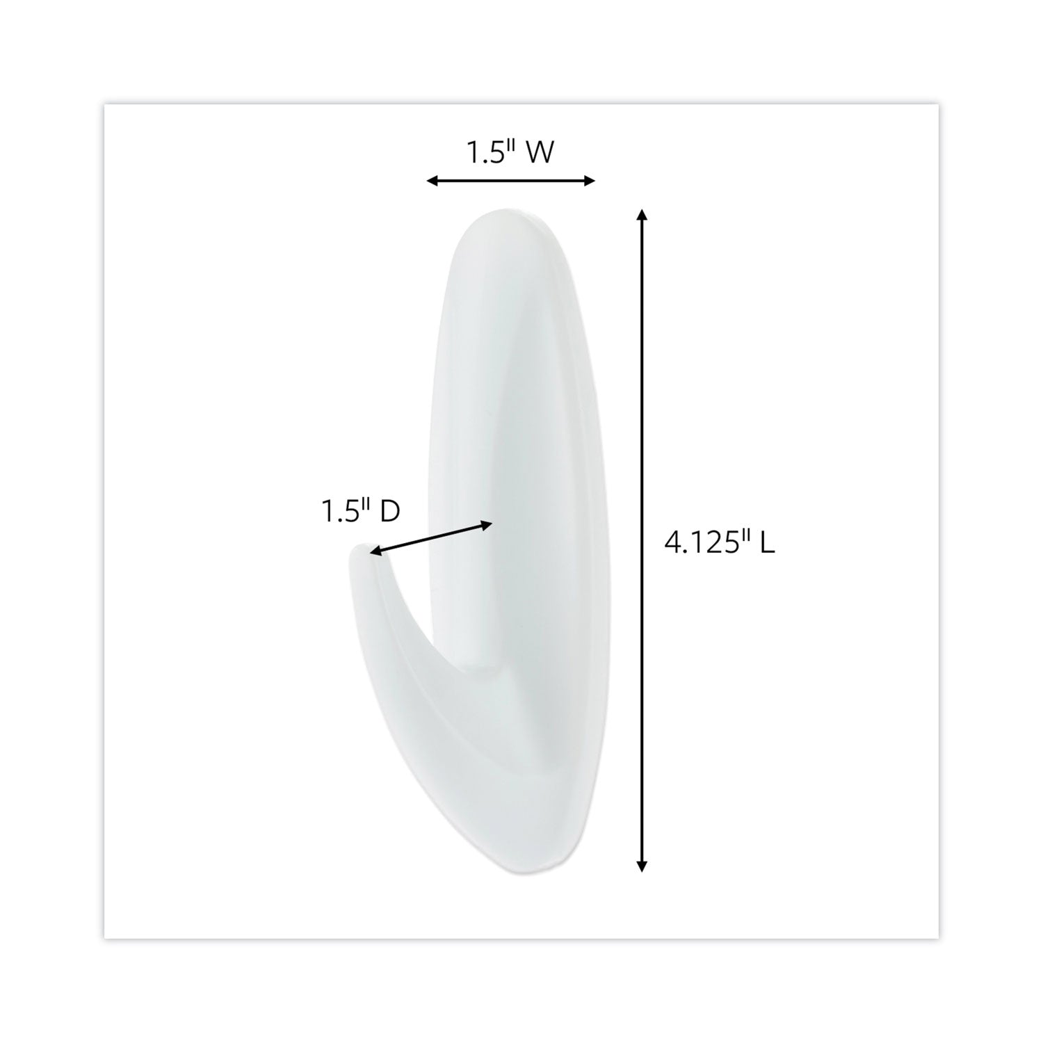 16 Large Hook - 5 lb (2.27 kg) Capacity - 4.1" Height x 0.6" Width - for Coat, Painted Surface, Smooth Surface, Tile, Glass, Metal, Wood, Jacket, Banner, Accessories, Backpack, ... - Plastic - White - 16 / Pack