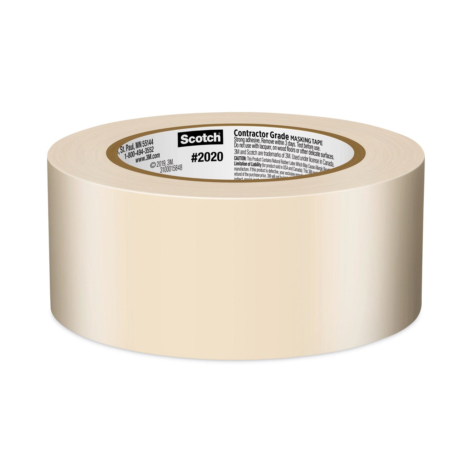 Commercial-Grade Masking Tape For Production Painting, 3" Core, 1.88" X 60 Yds, Natural