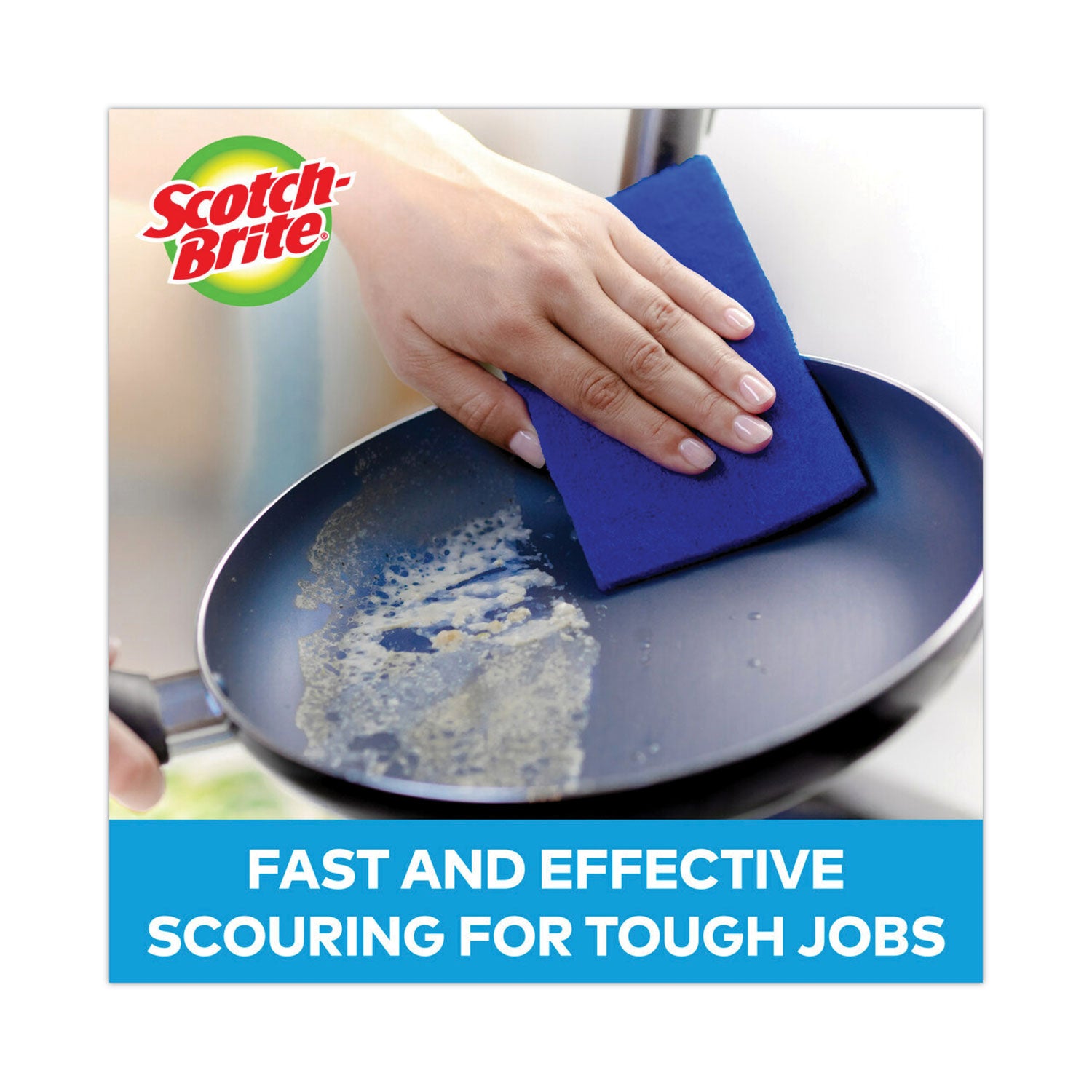 Non-Scratch Scour Pads, Size 3 X 6, Blue, 10/carton