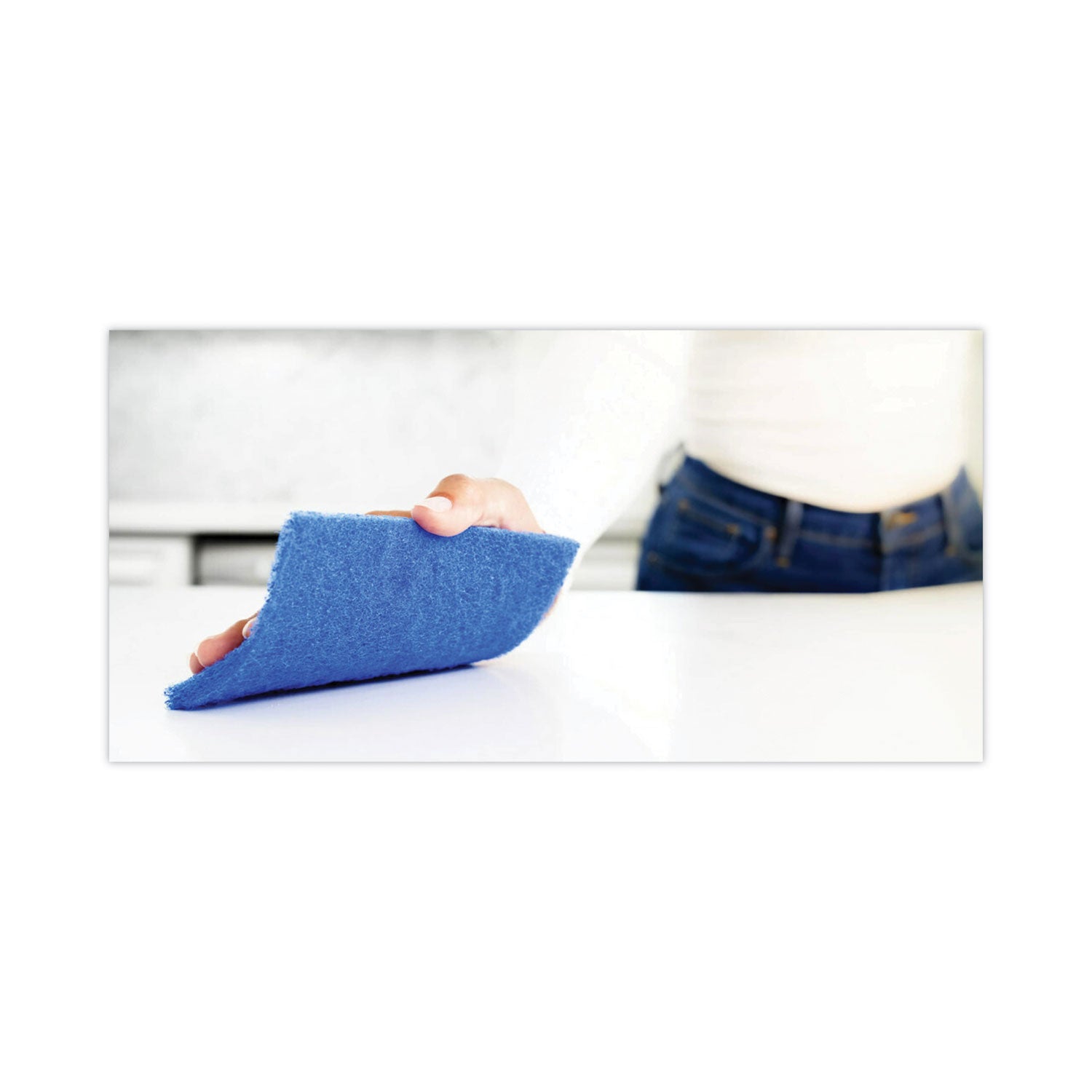 Non-Scratch Scour Pads, Size 3 X 6, Blue, 10/carton