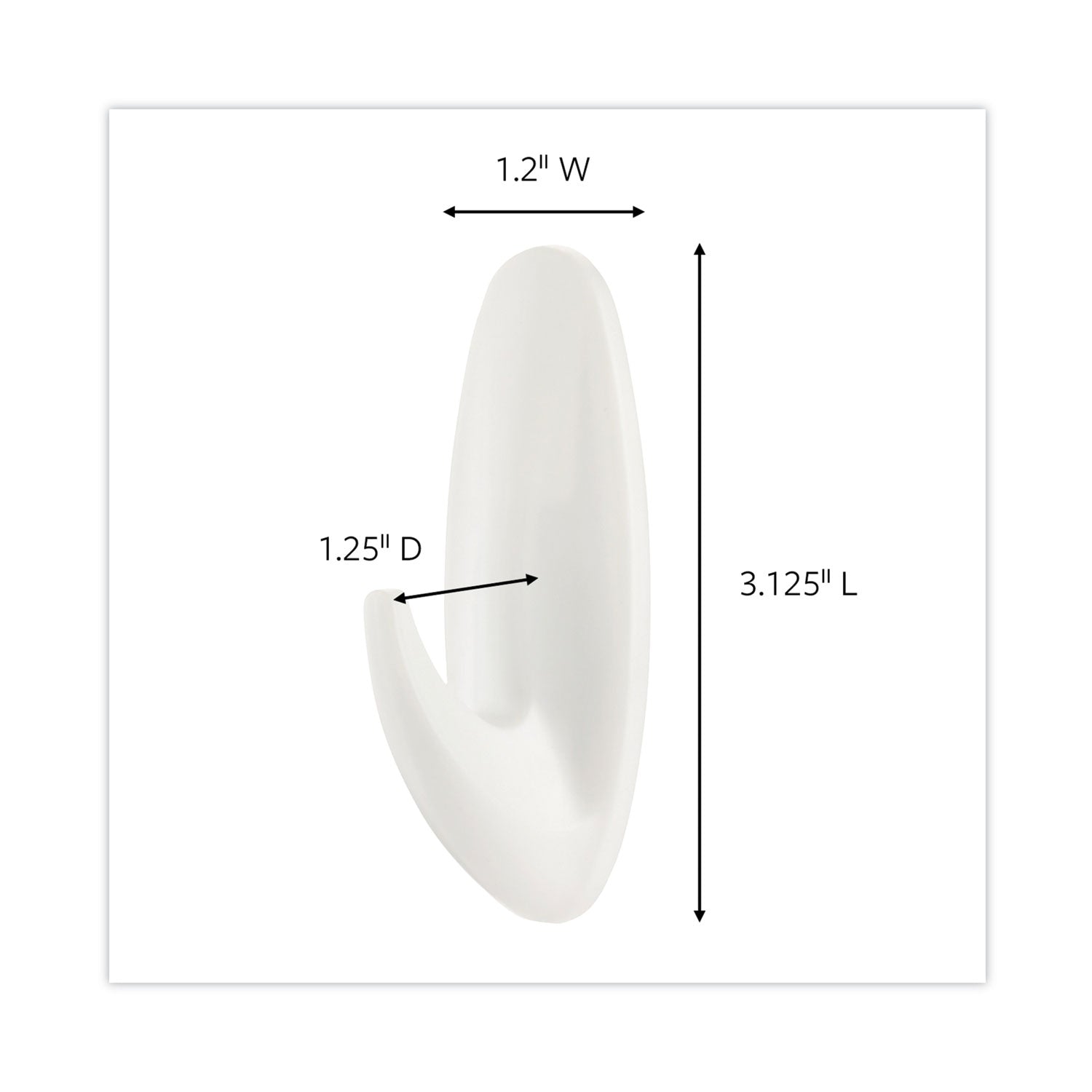 6 Hooks - 3 lb (1.36 kg) Capacity - Reusable - Adhesive - Medium - for Painted Surface, Wood, Tile, General Purpose - Plastic - White - 6 / Pack