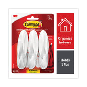 6 Hooks - 3 lb (1.36 kg) Capacity - Reusable - Adhesive - Medium - for Painted Surface, Wood, Tile, General Purpose - Plastic - White - 6 / Pack