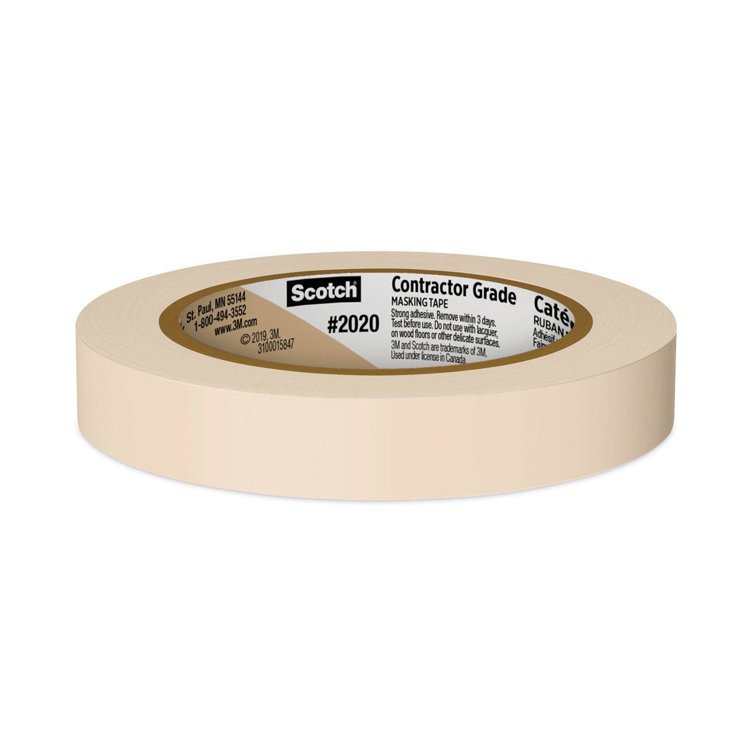 Commercial-Grade Masking Tape For Production Painting, 3" Core, 0.7" X 60 Yds, Natural