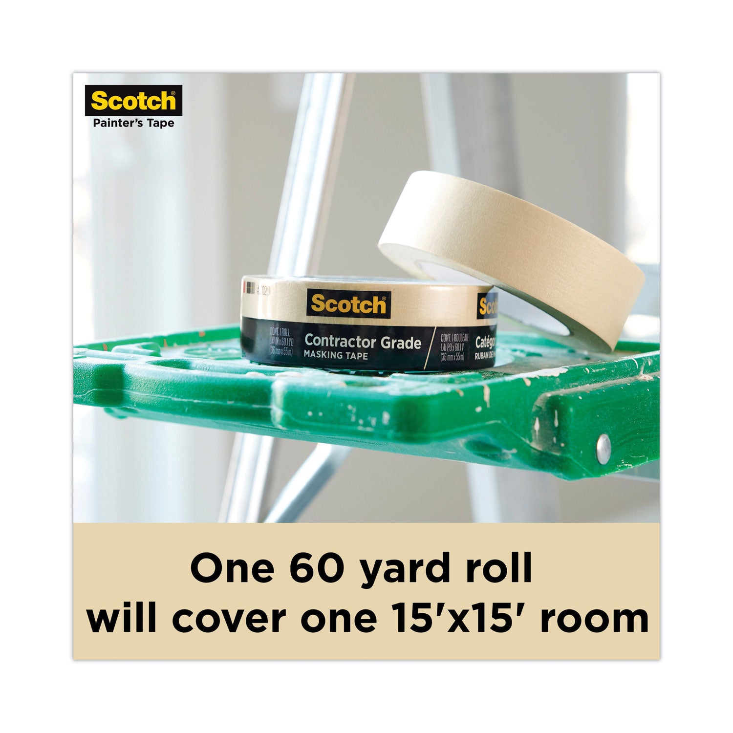 Commercial-Grade Masking Tape For Production Painting, 3" Core, 0.7" X 60 Yds, Natural
