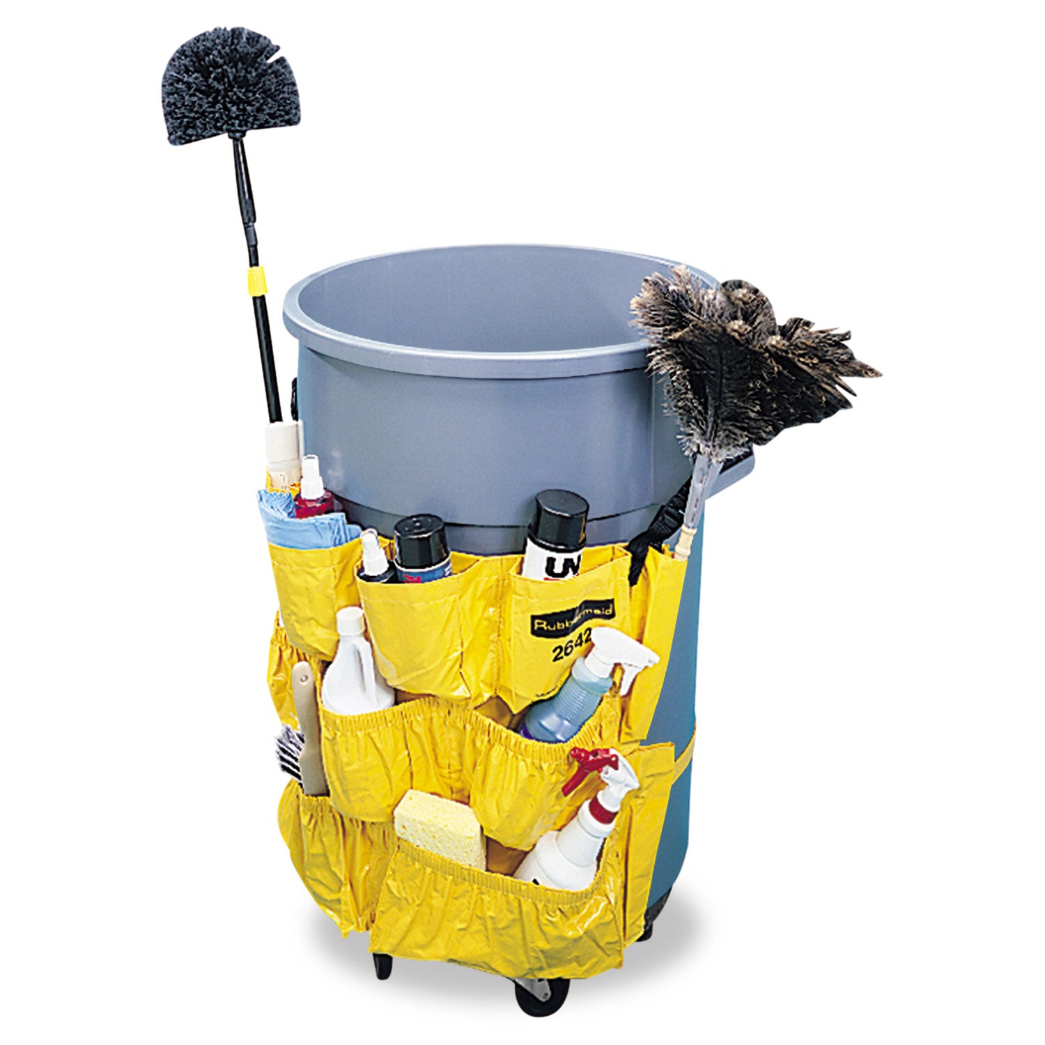 Rubbermaid Commercial Brute Utility Container Caddy Bag - - 12 Pocket(s) - 20.50" Height x 20" Depth - Yellow - Nylon - 1 Each