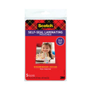 Scotch Self-sealing Photo Laminating Sheets, 4.3" x 6.3", 9.5 mil, Thick Gloss, Acid-free, Photo-safe, Double Sided, Clear, 5/Pack