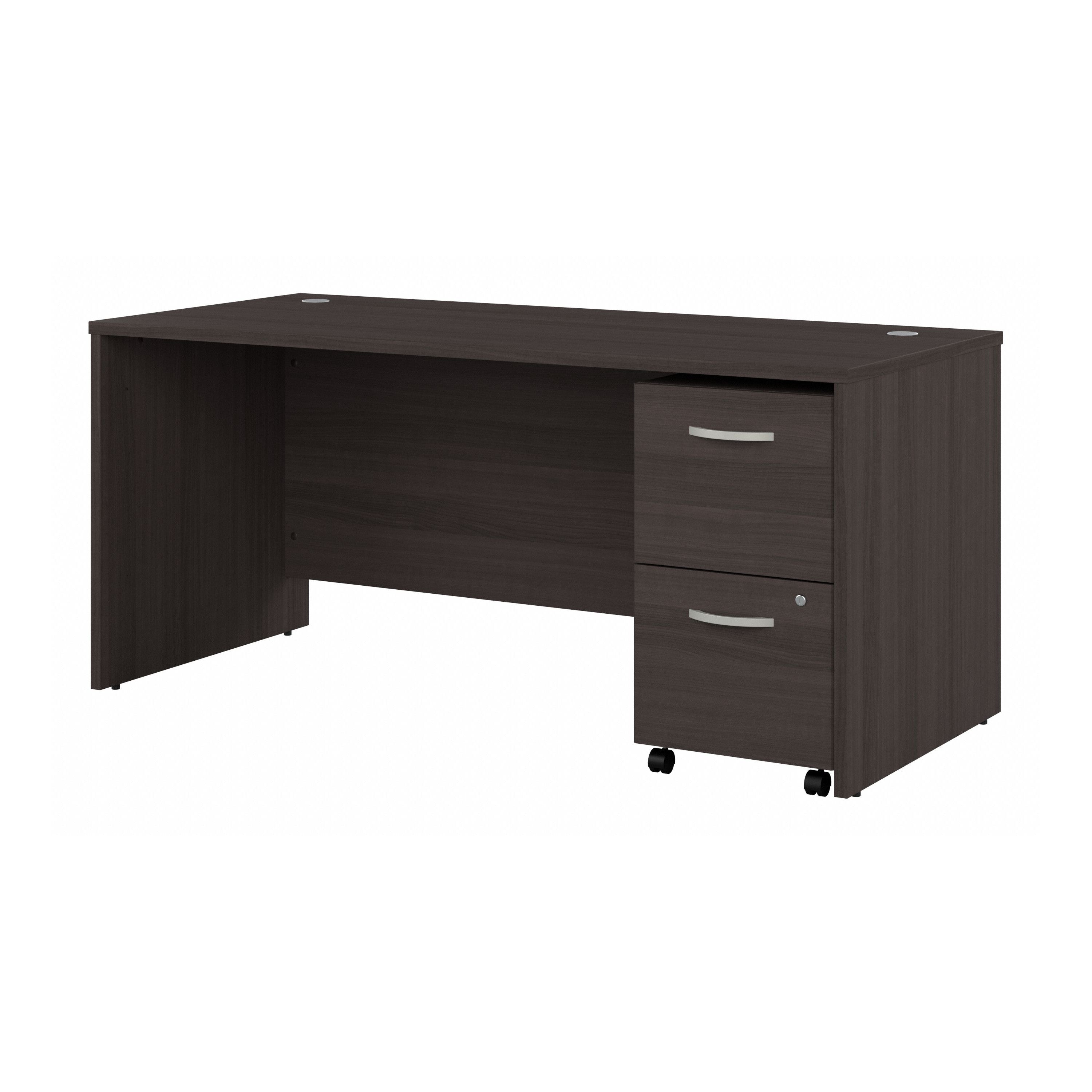 Bush Business Furniture Studio C 66W x 30D Office Desk with 2 Drawer Mobile File Cabinet in Storm Gray - 65.98" Width x 29.37" Depth x 29.84" Height